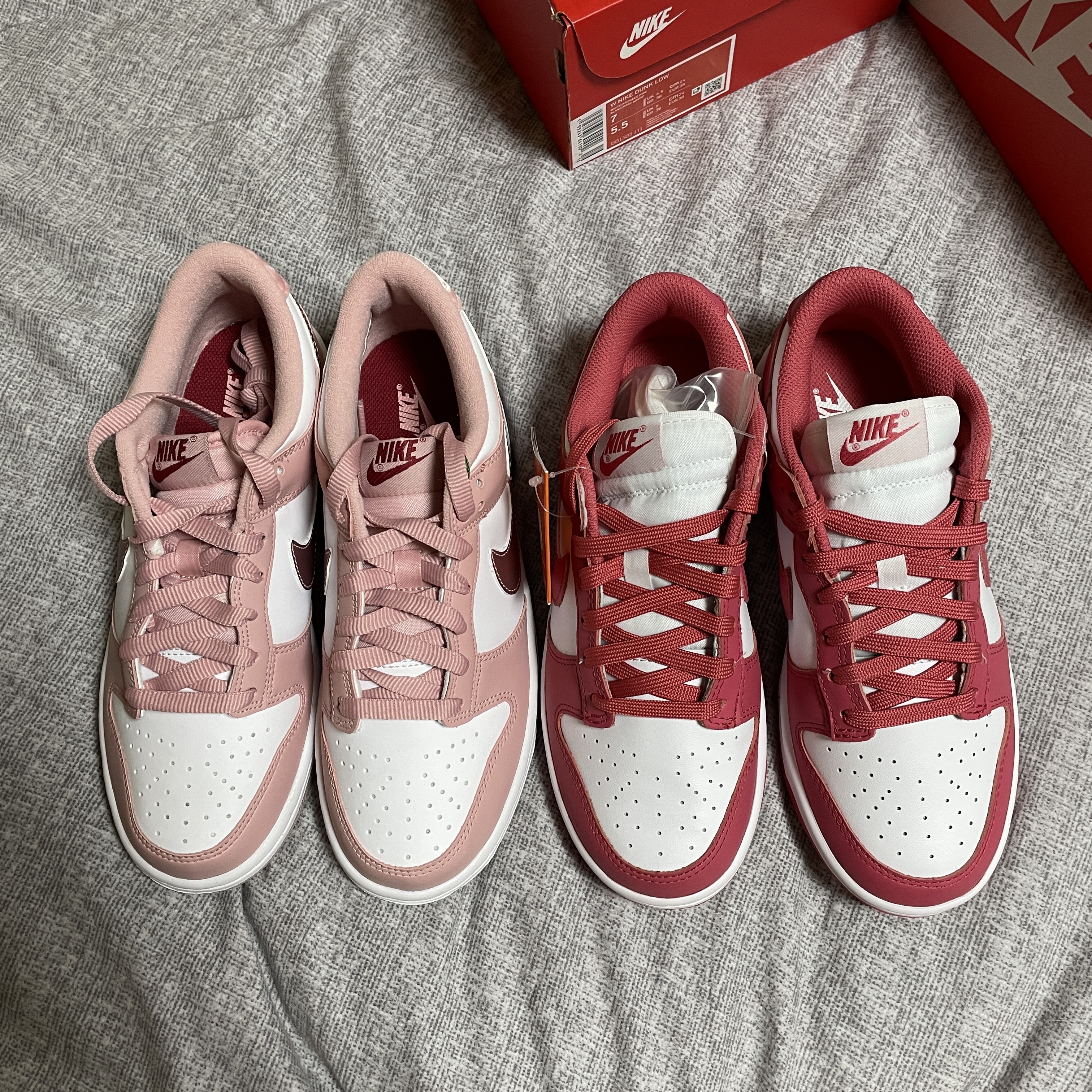 (W) Nike Dunk Low Archeo Pink, (GS) Nike Dunk Low Pink Velvet 착용 스타일 - 3