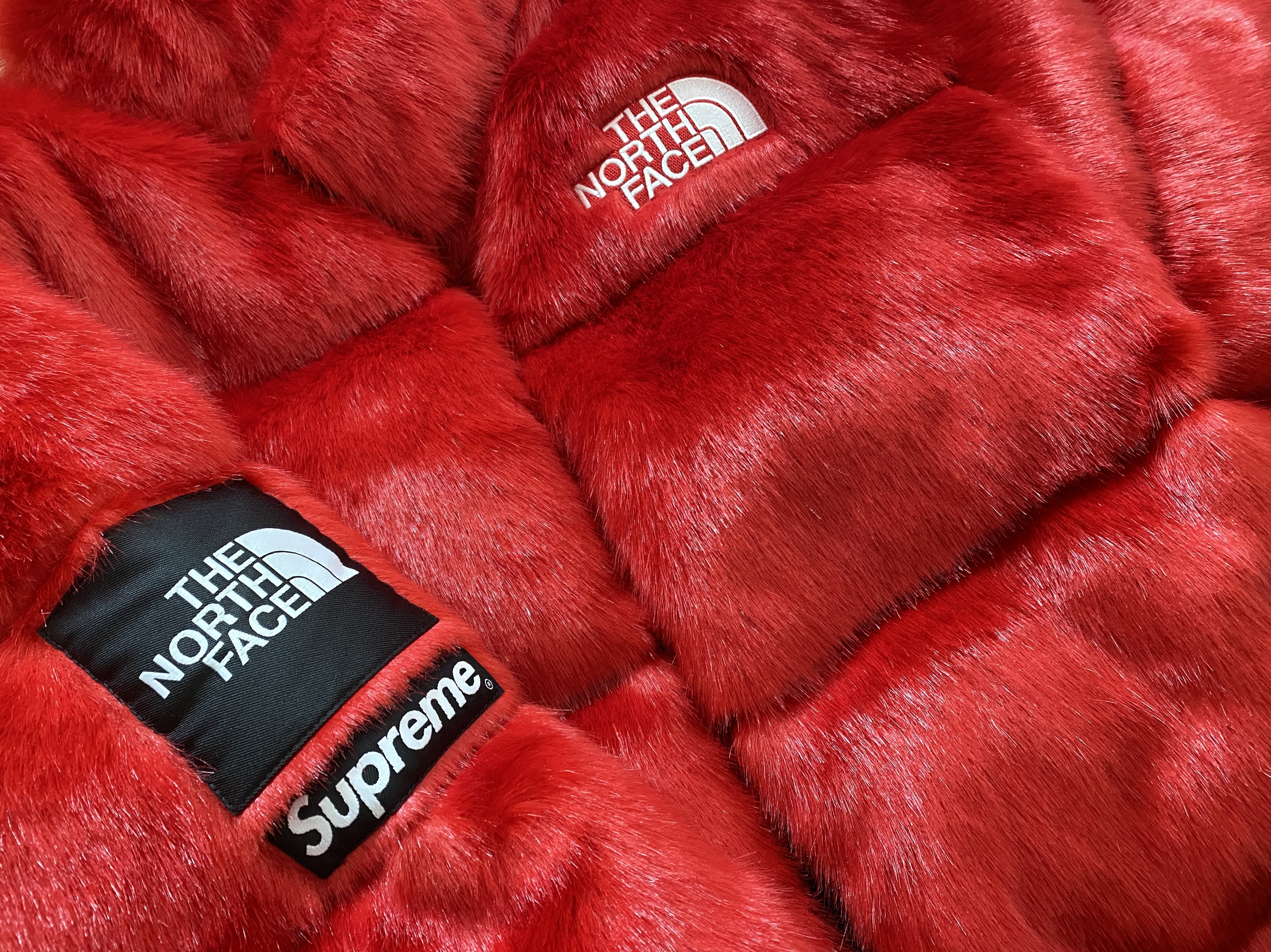 Supreme x The North Face Faux Fur Nuptse Jacket Red - 20FW 착용 스타일