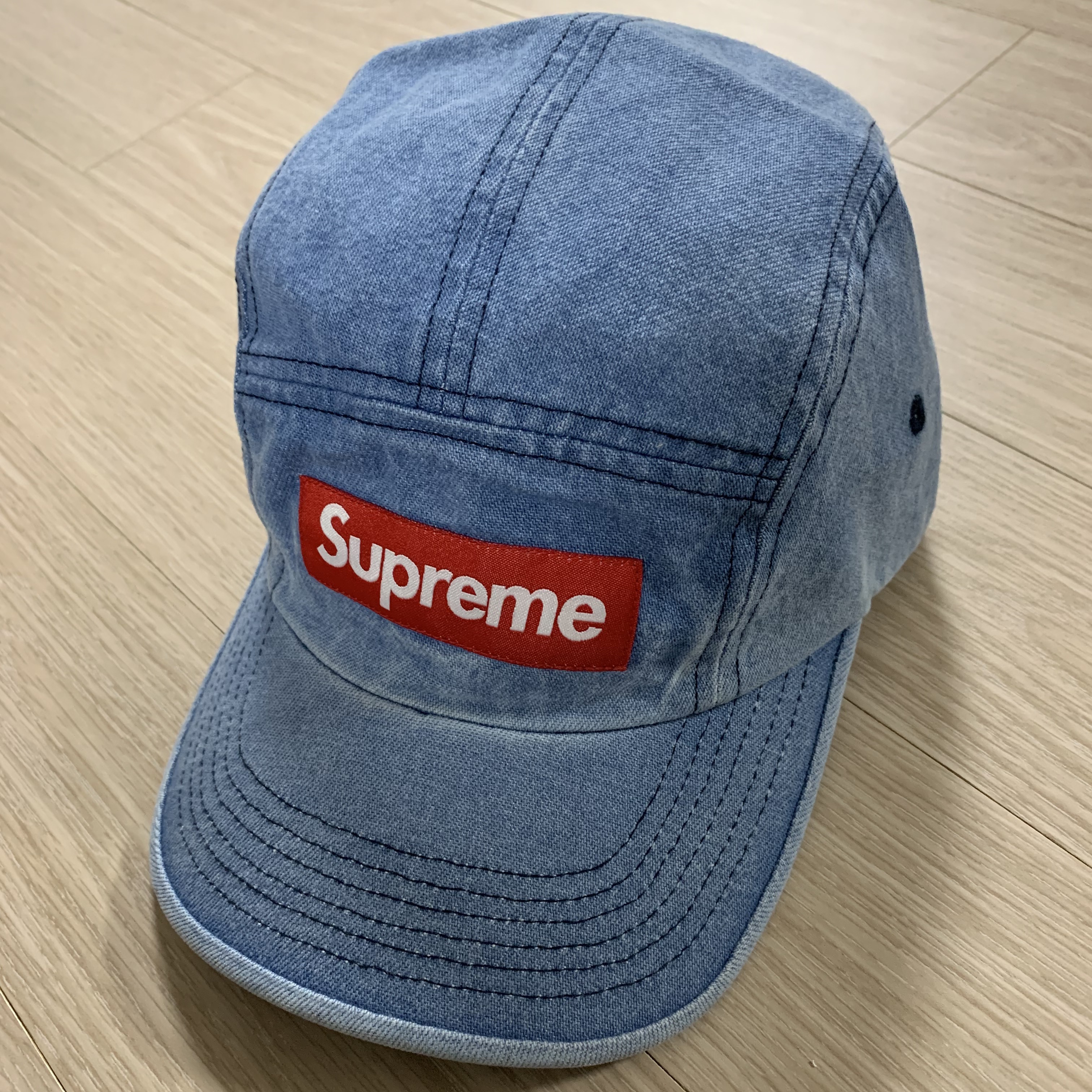 Supreme Washed Chino Twill Camp Cap Denim - 21FW 착용 스타일