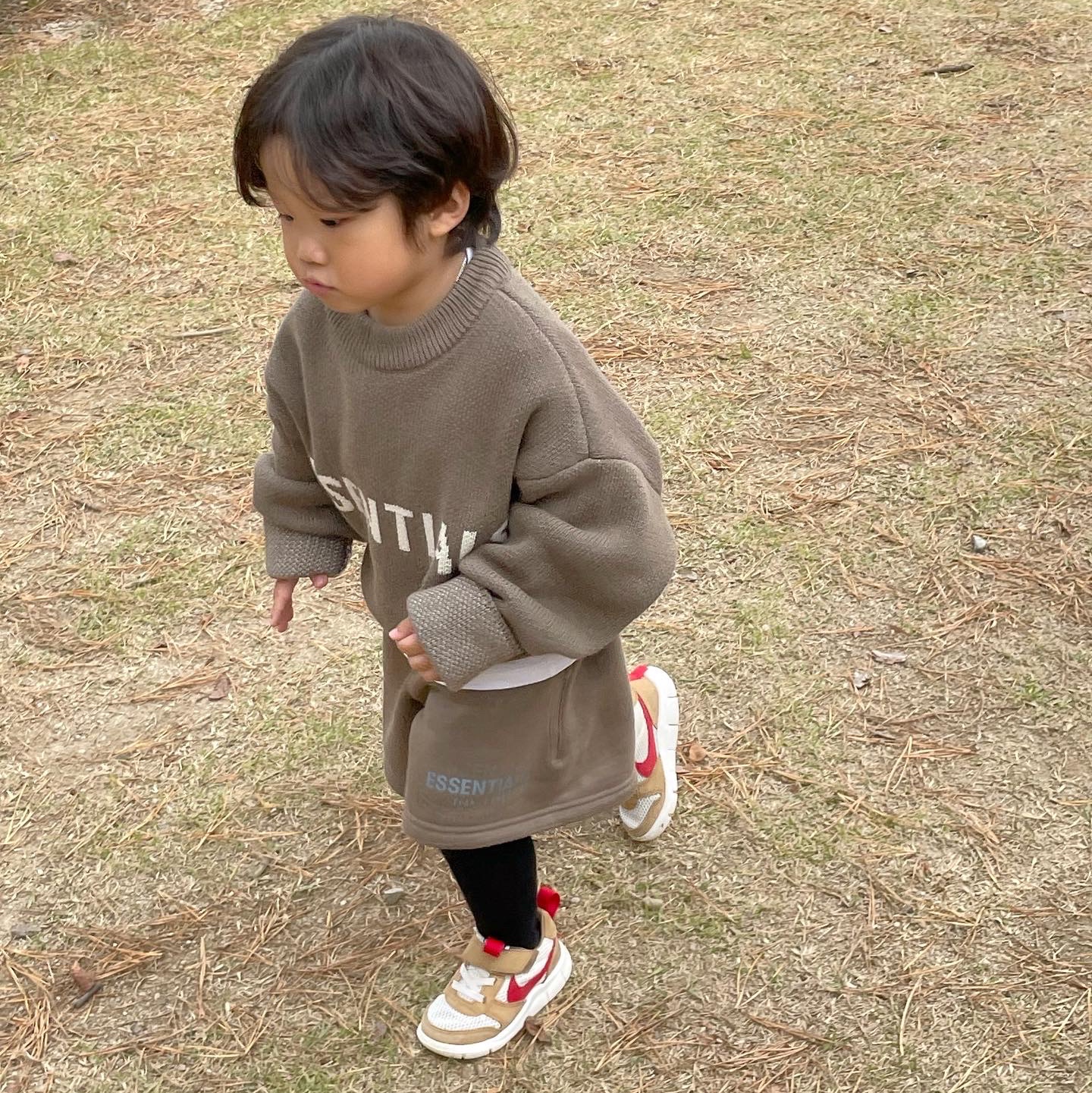 (Kids) Essentials Knit Pull-Over Harvest - 21FW, (Kids) Essentials Sweashorts Harvest - 21FW 착용 스타일