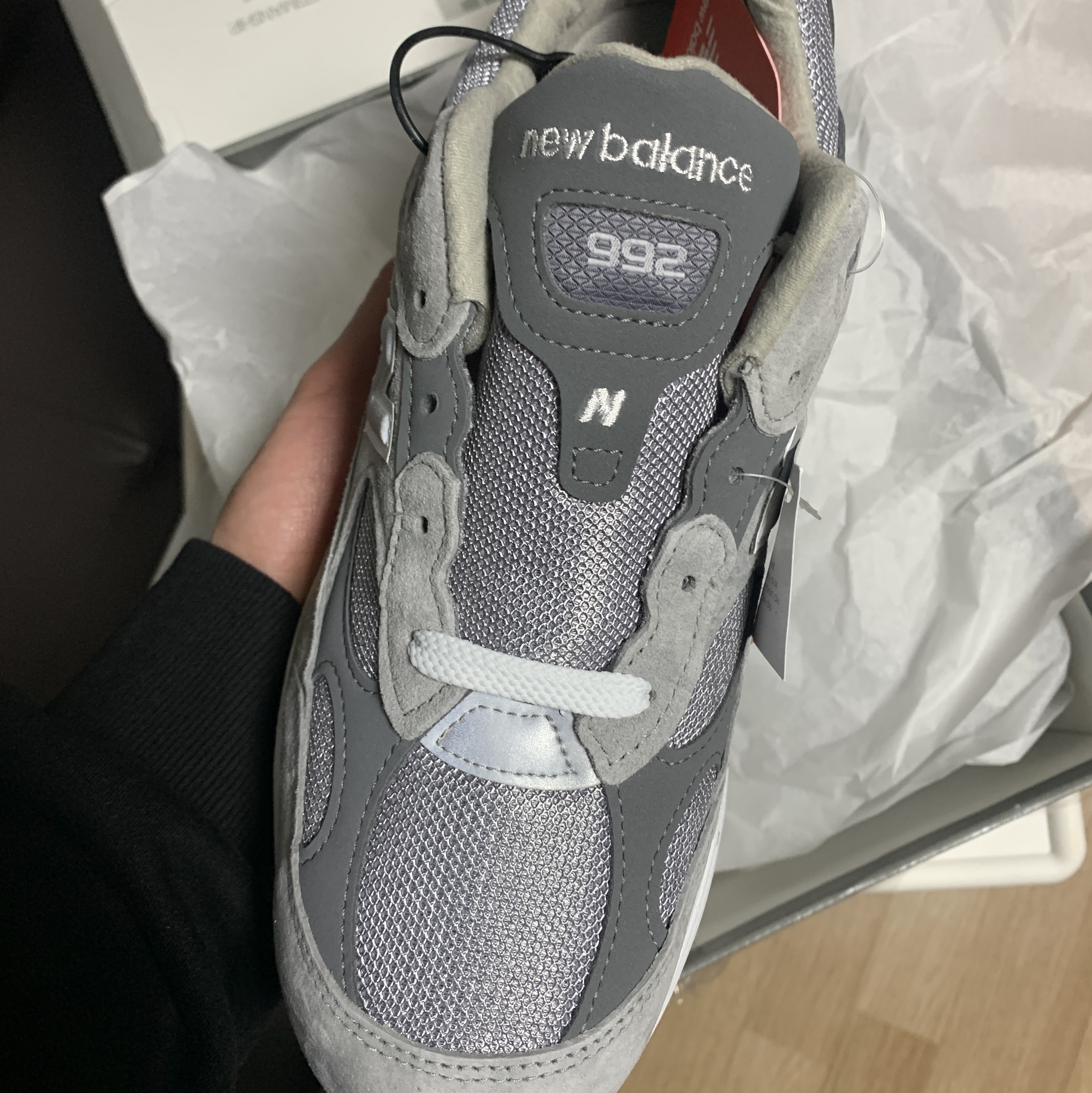 New Balance 992 Made in USA Grey - D Standard 착용 스타일 - 2