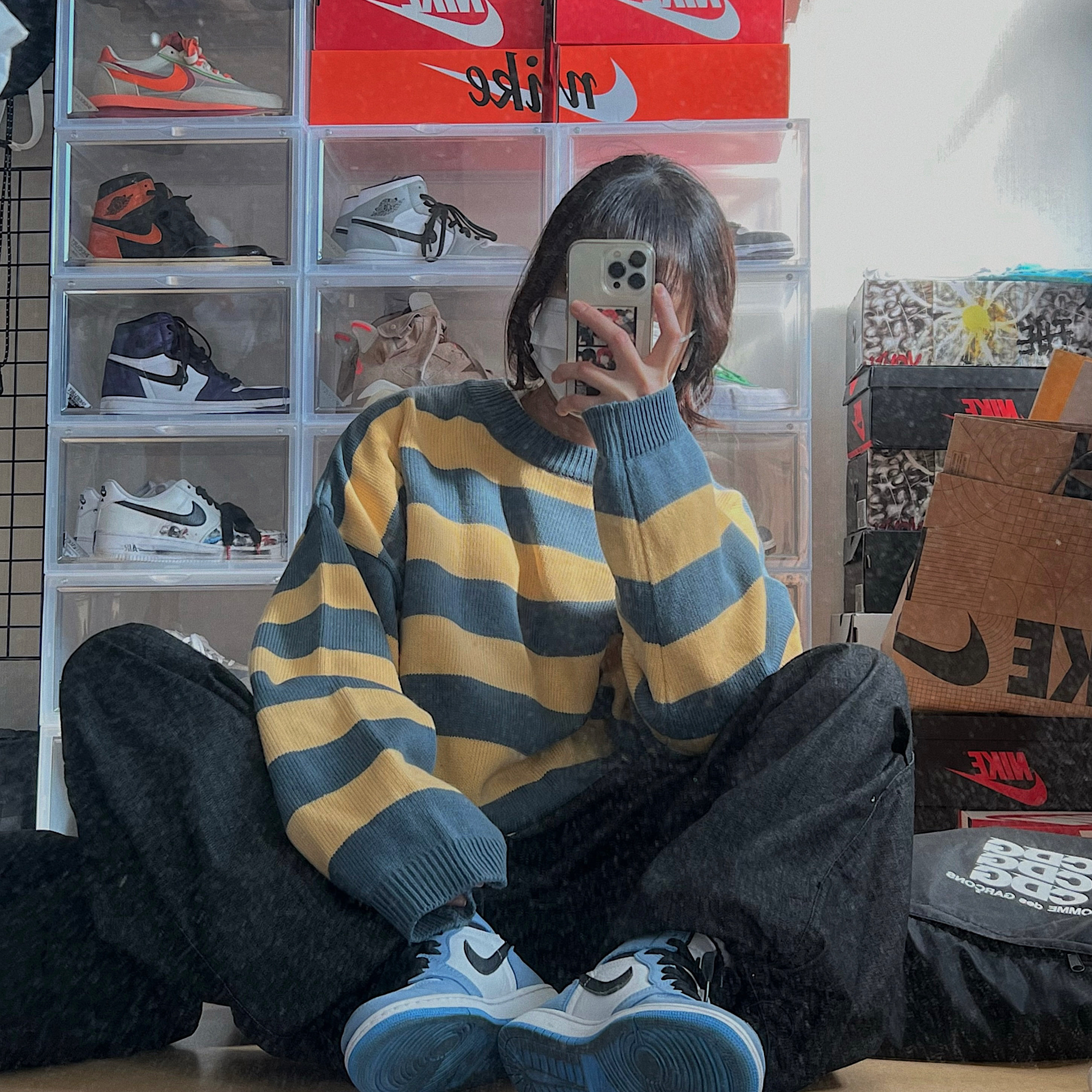 Jordan 1 Retro High OG University Blue, (GS) Jordan 1 Retro High OG University Blue 착용 스타일