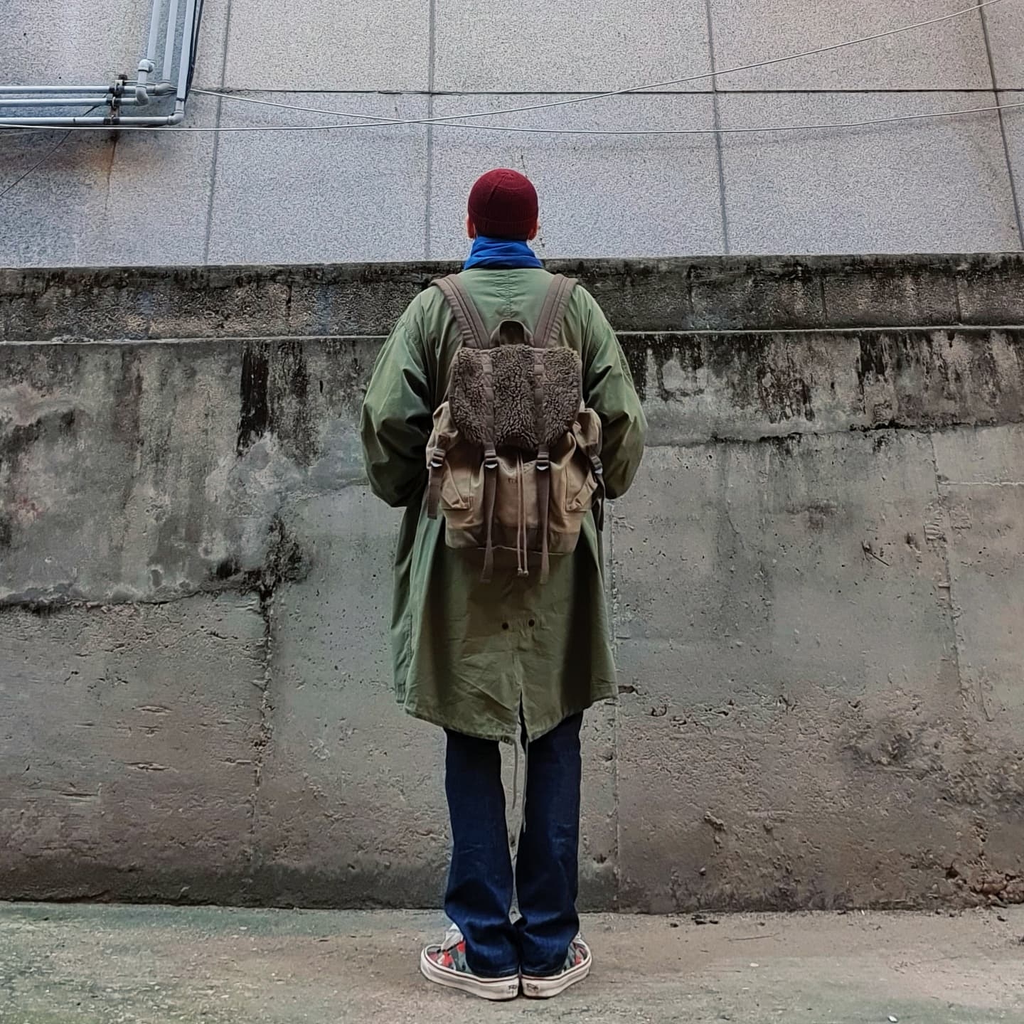 Vans Vault x Nigel Cabourn OG Authentic LX Army Green Camo 착용 스타일 - 3