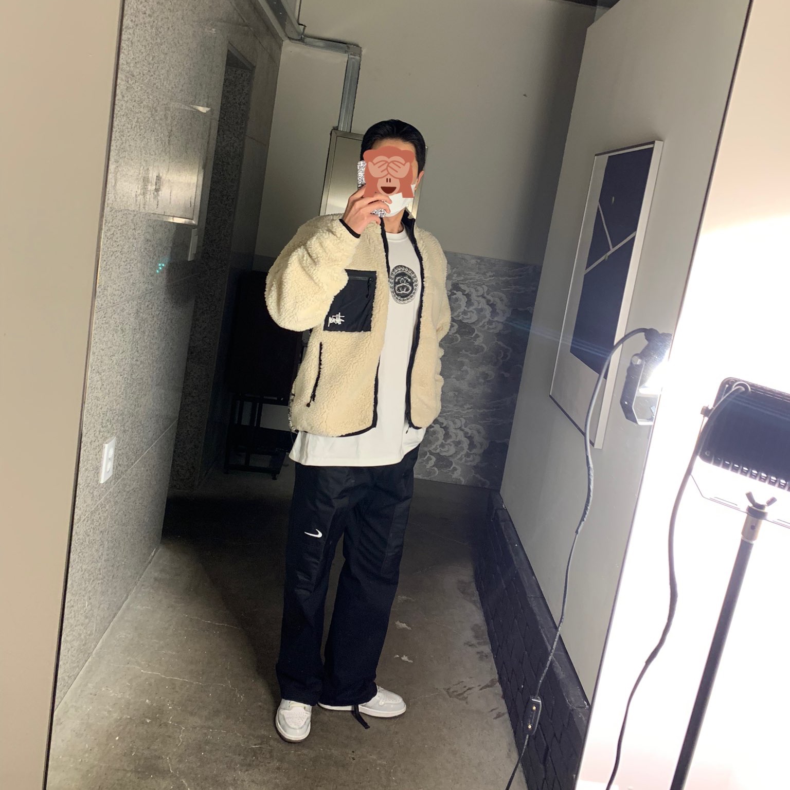 Nike x Stussy Big Swoosh LS T-Shirt White - US/EU, Nike x Off-White NRG Pants Black 착용 스타일 - 1