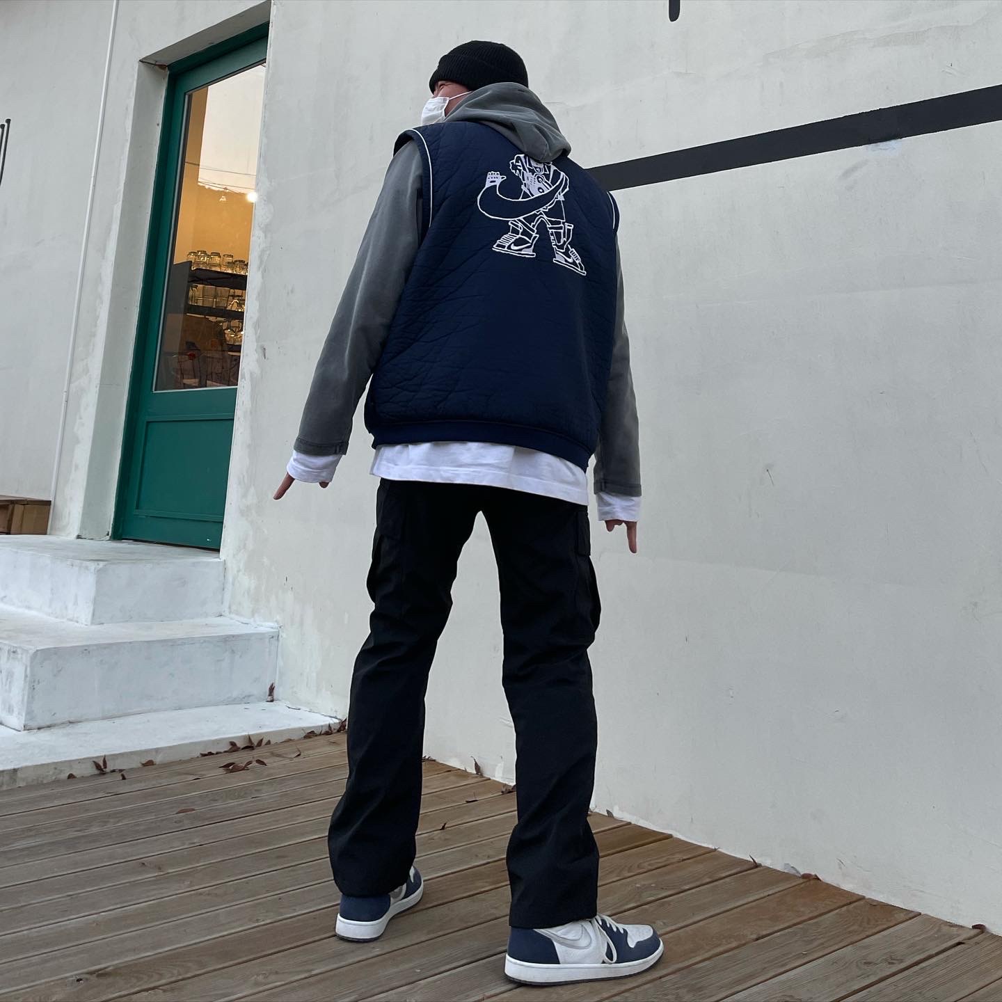 Nike x Cav Empt Vest Navy, Jordan 1 Retro High OG CO.JP Midnight Navy 착용 스타일 - 2