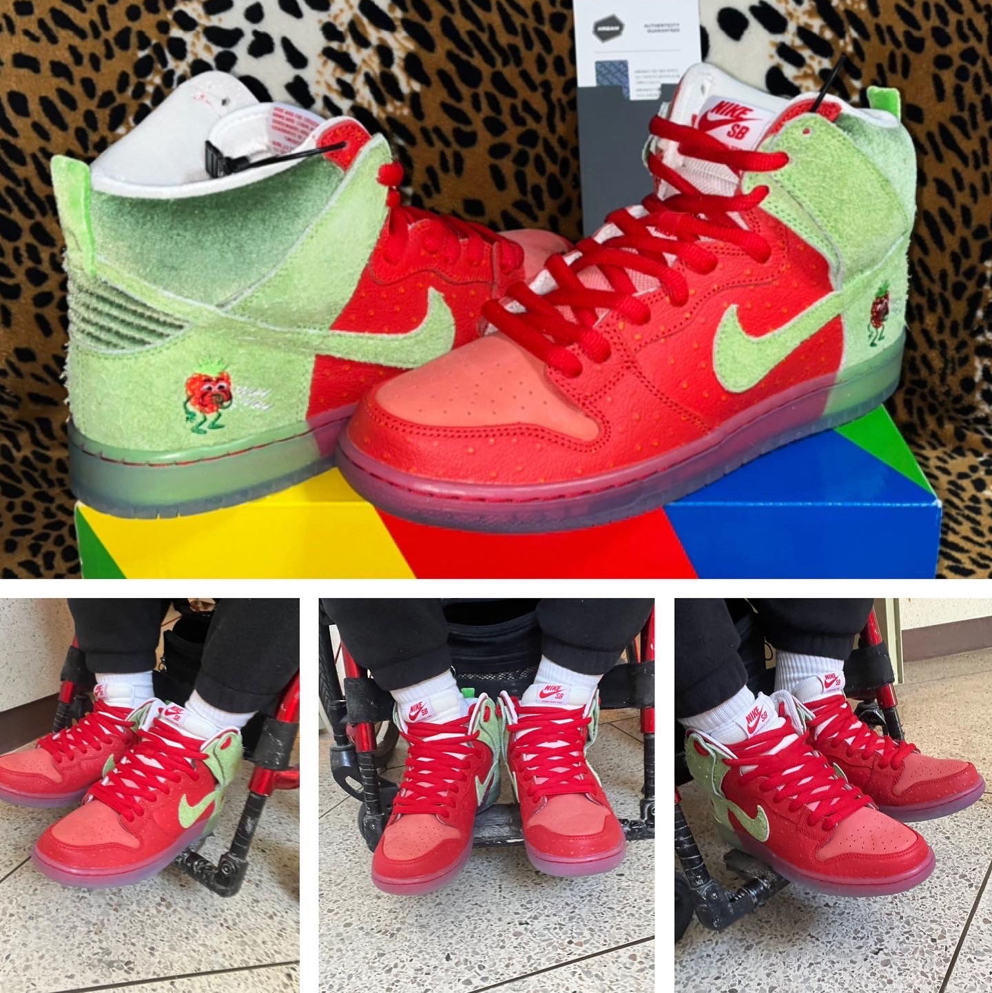 Nike SB Dunk High Pro QS Strawberry, Supreme Fox Racing Bomber LT Gloves Red - 18SS 착용 스타일 - 2