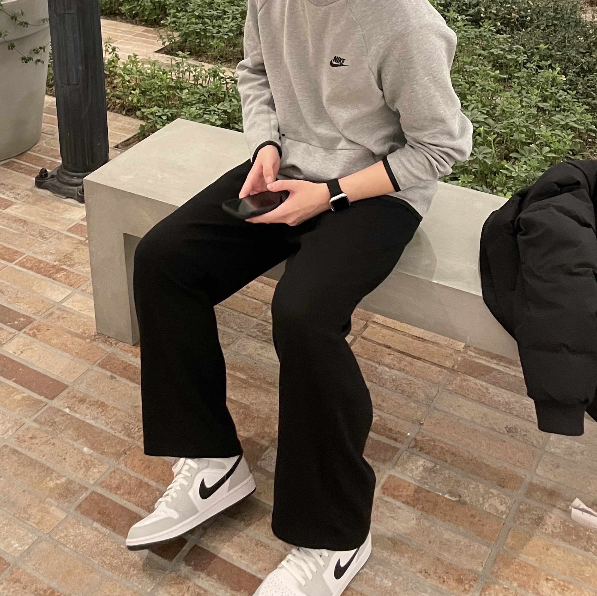 (W) Jordan 1 Mid Grey Fog 착용 스타일 - 2