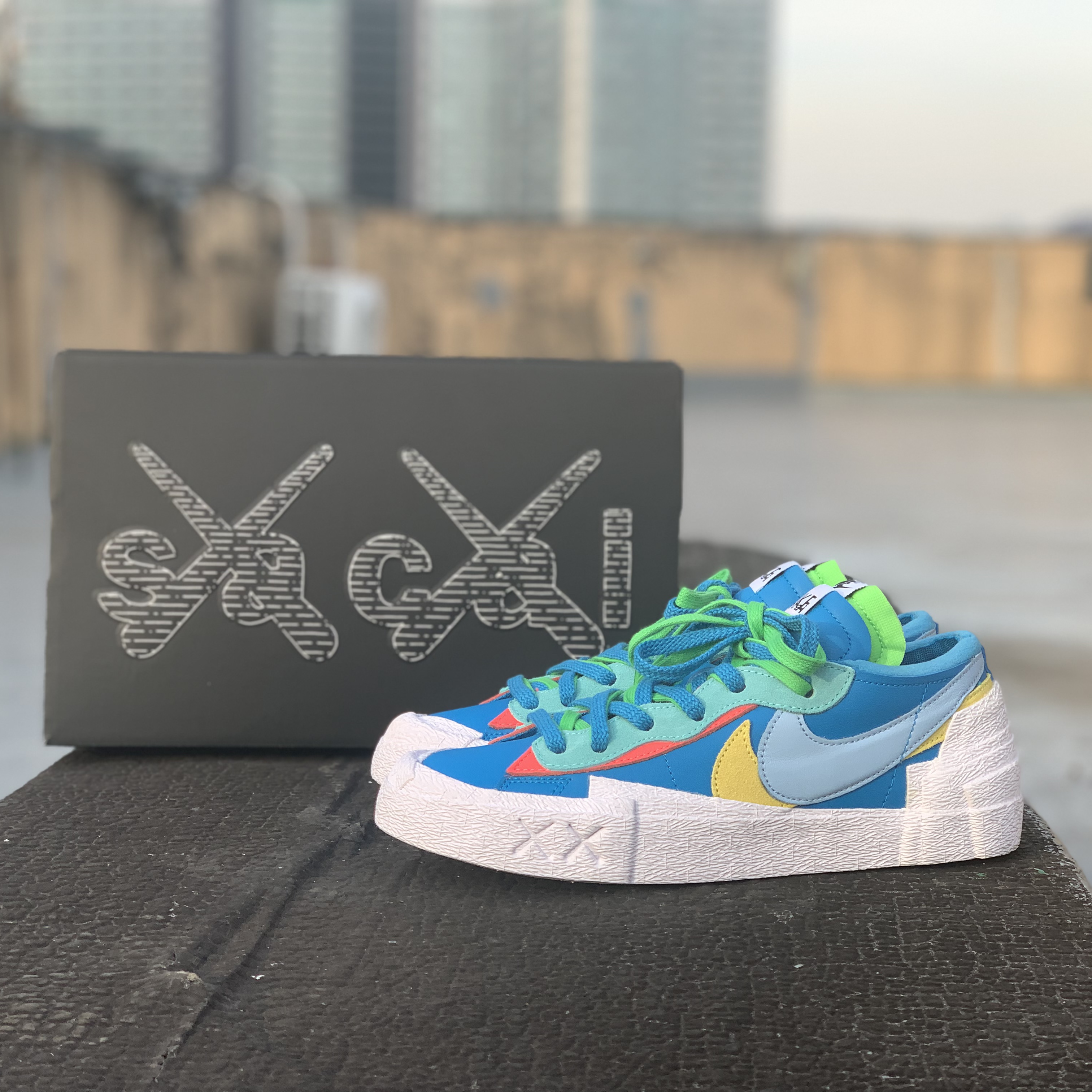 Nike x Sacai x Kaws Blazer Low Neptune Blue 착용 스타일 - 1