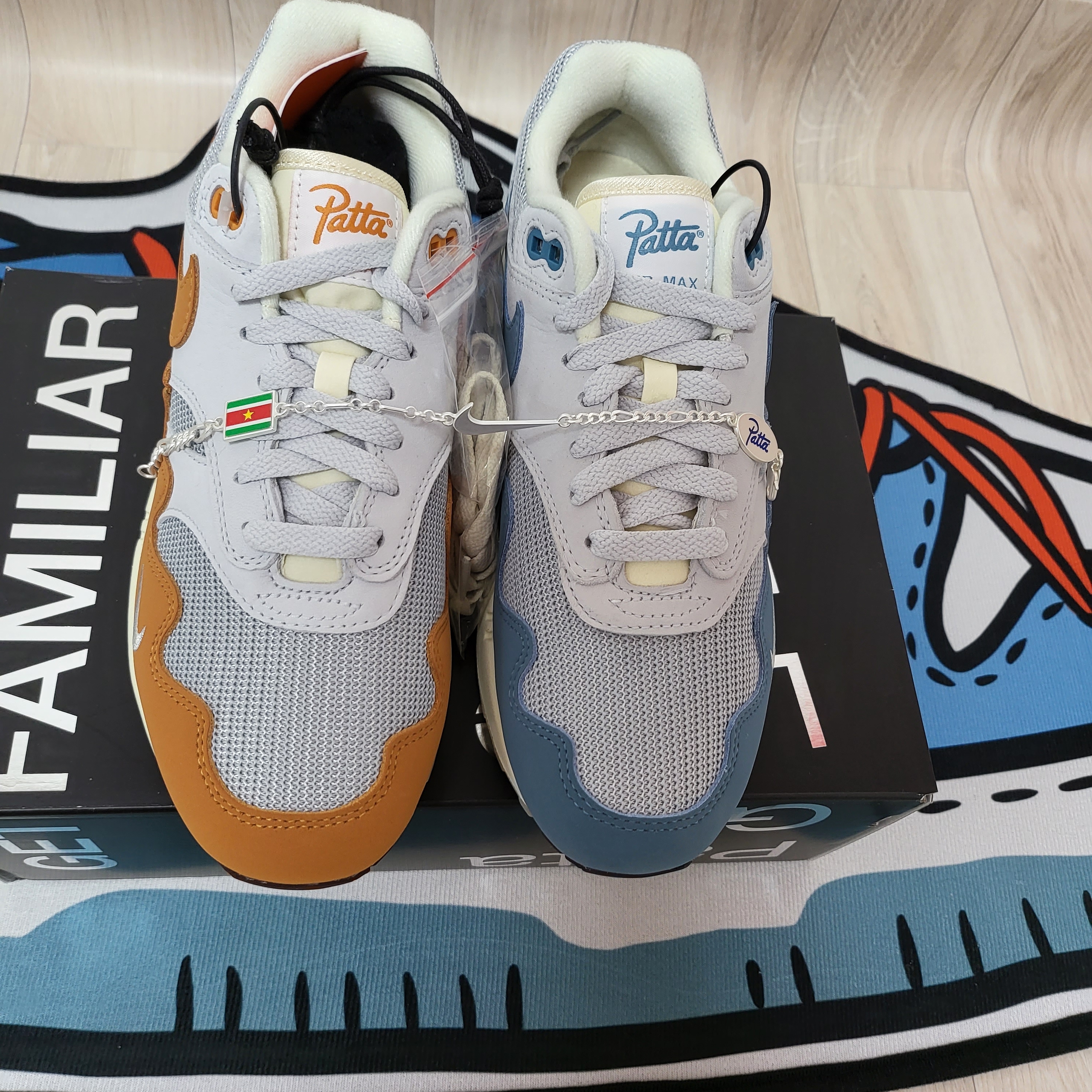 Nike x Patta Air Max 1 Monarch, Nike x Patta Air Max 1 Noise Aqua 착용 스타일