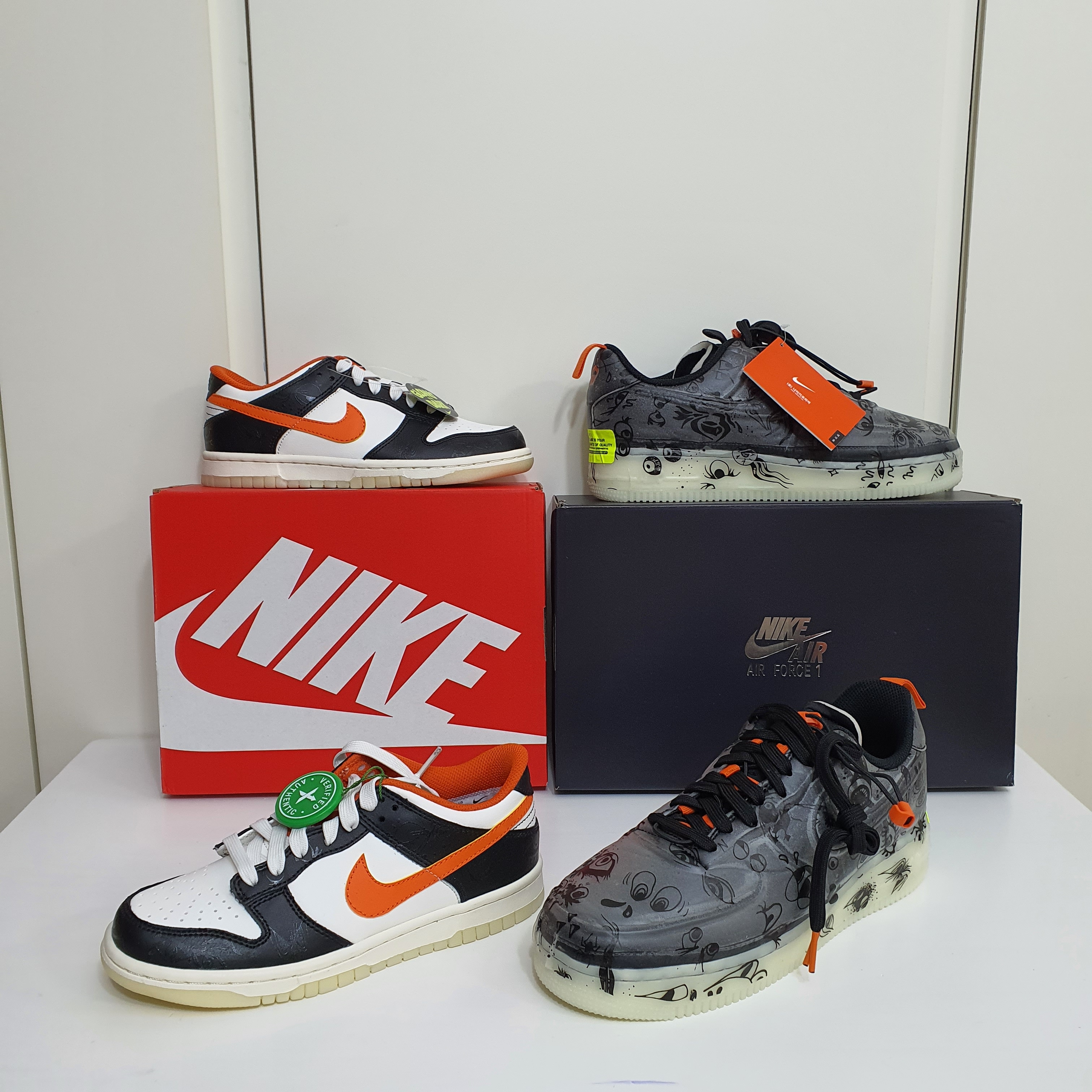 (GS) Nike Dunk Low PRM Halloween, Nike Air Force 1 Low Experimental Halloween 착용 스타일 - 1