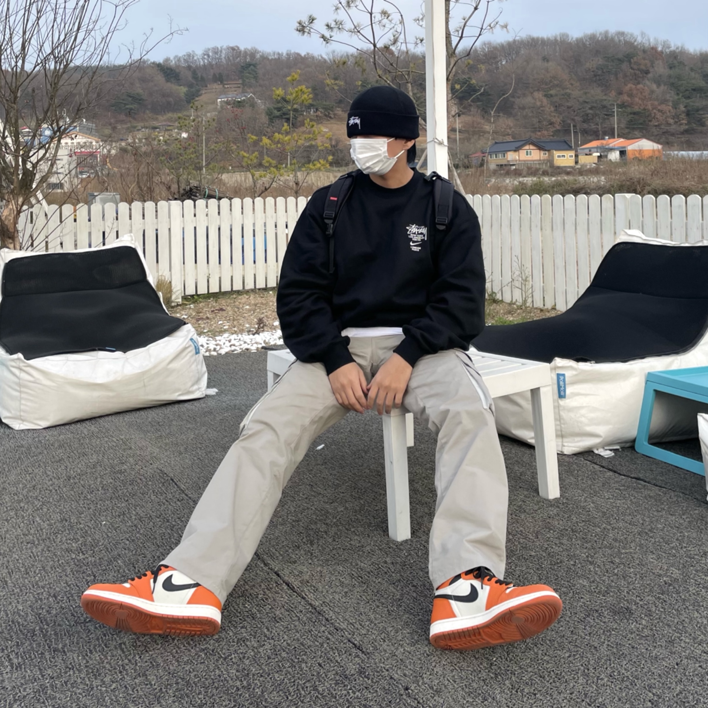 Nike x Stussy NRG ZR Fleece Crewneck Black - US/EU, Nike x Stussy NRG ZR Fleece Crewneck Black - Asia 착용 스타일