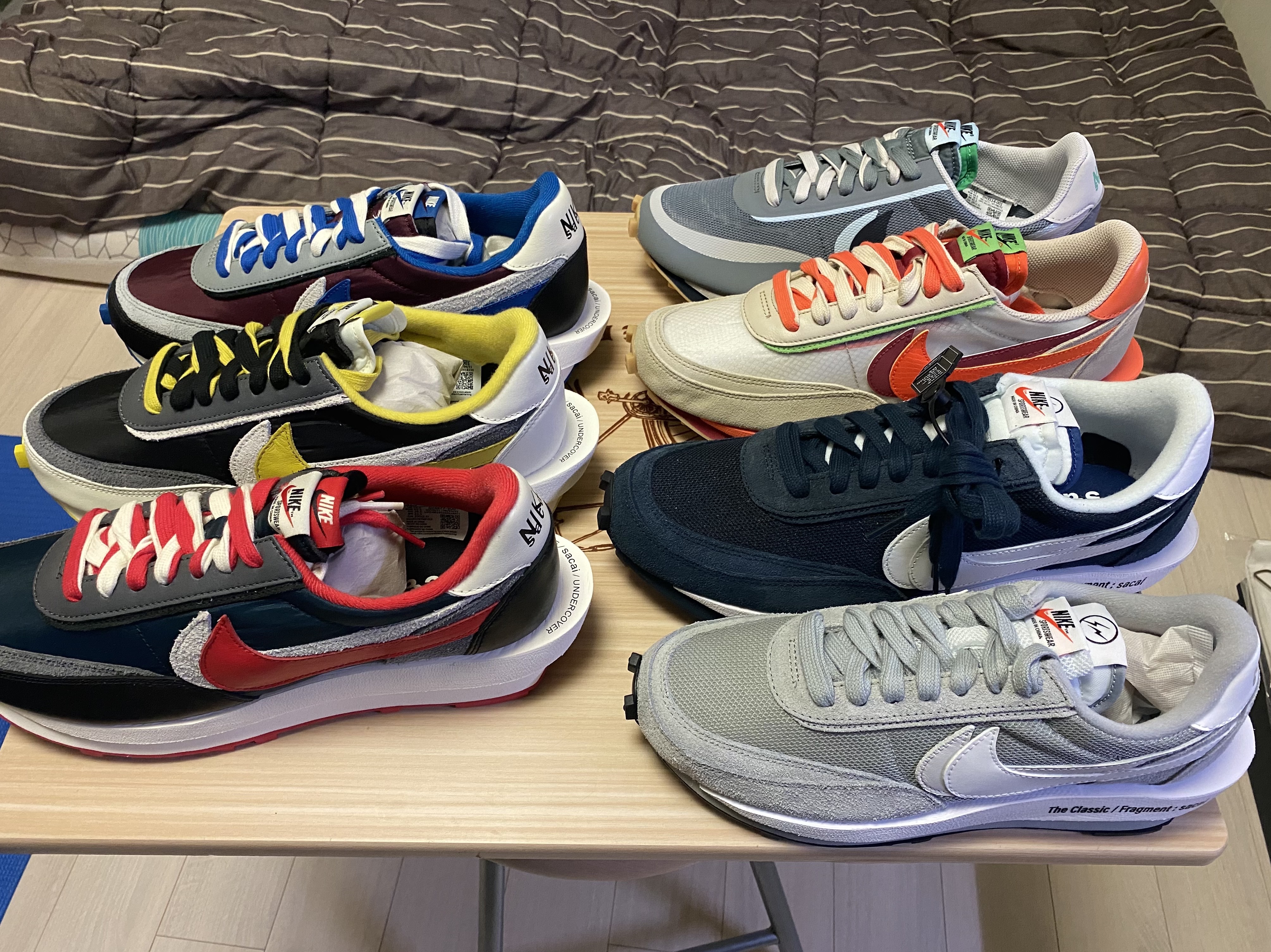 Nike x Sacai x Fragment LDWaffle Light Smoke Grey, Nike x Sacai x Fragment LDWaffle Blackened Blue 착용 스타일 - 2