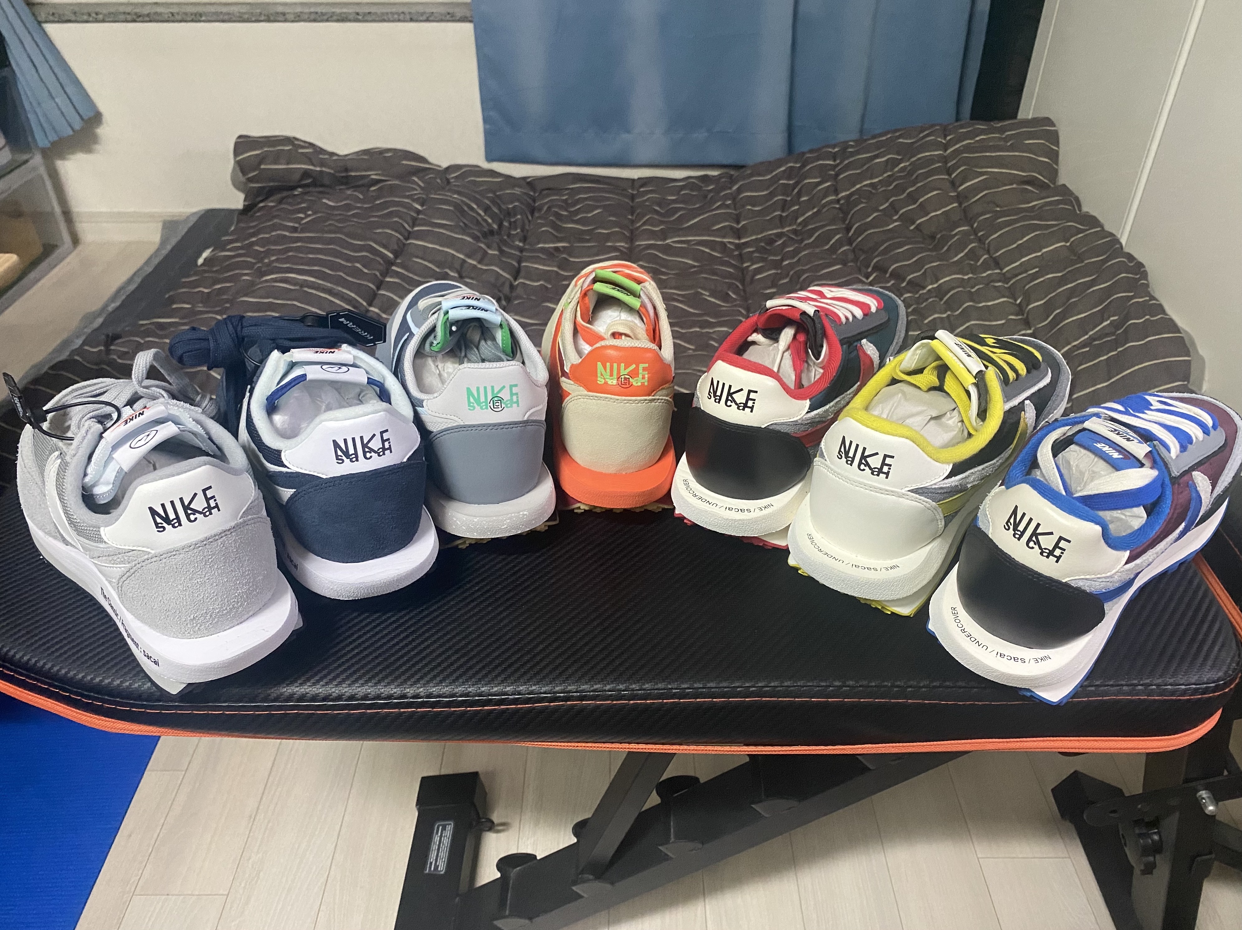 Nike x Sacai x Fragment LDWaffle Light Smoke Grey, Nike x Sacai x Fragment LDWaffle Blackened Blue 착용 스타일 - 3