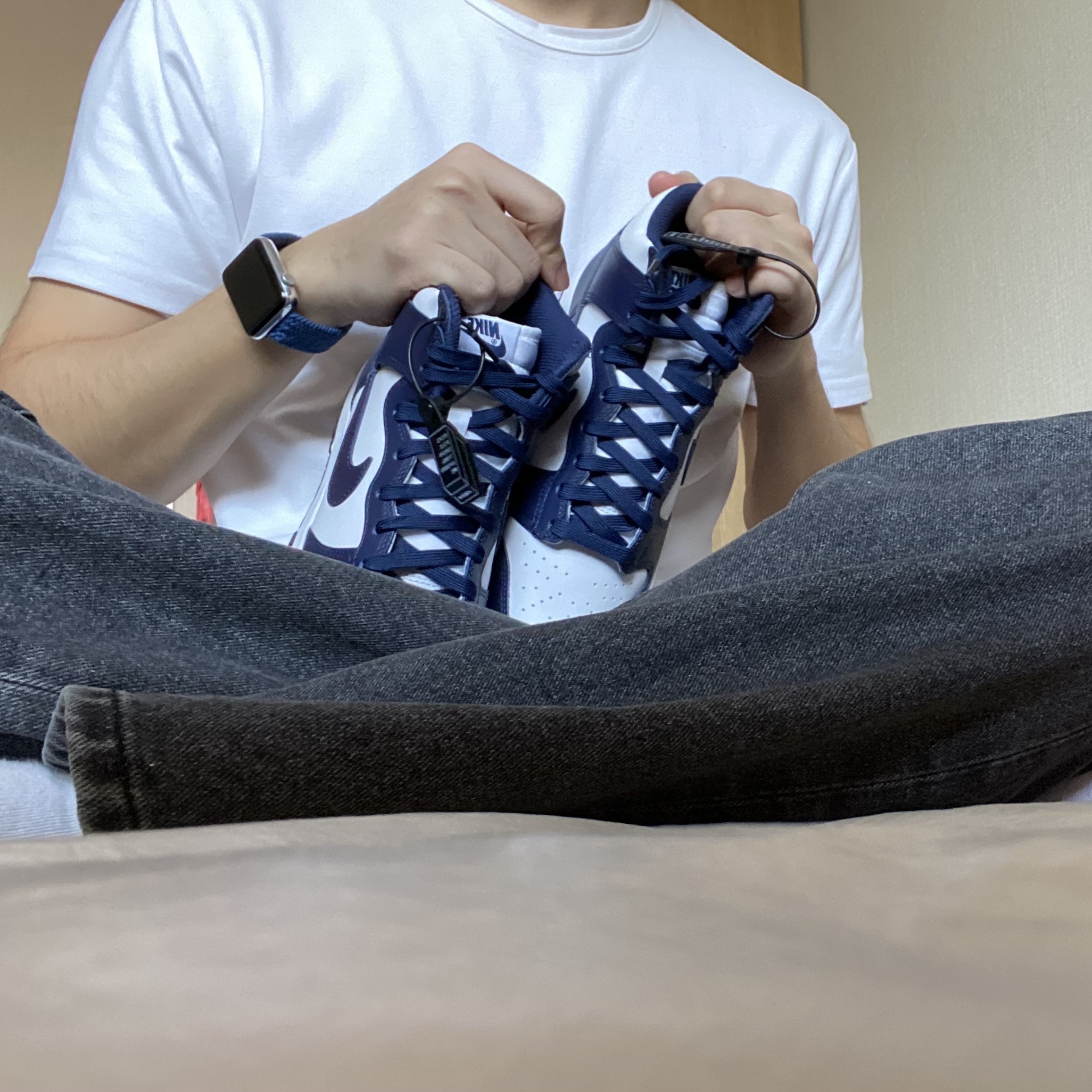 Nike Dunk High Retro Championship Navy 착용 스타일 - 1