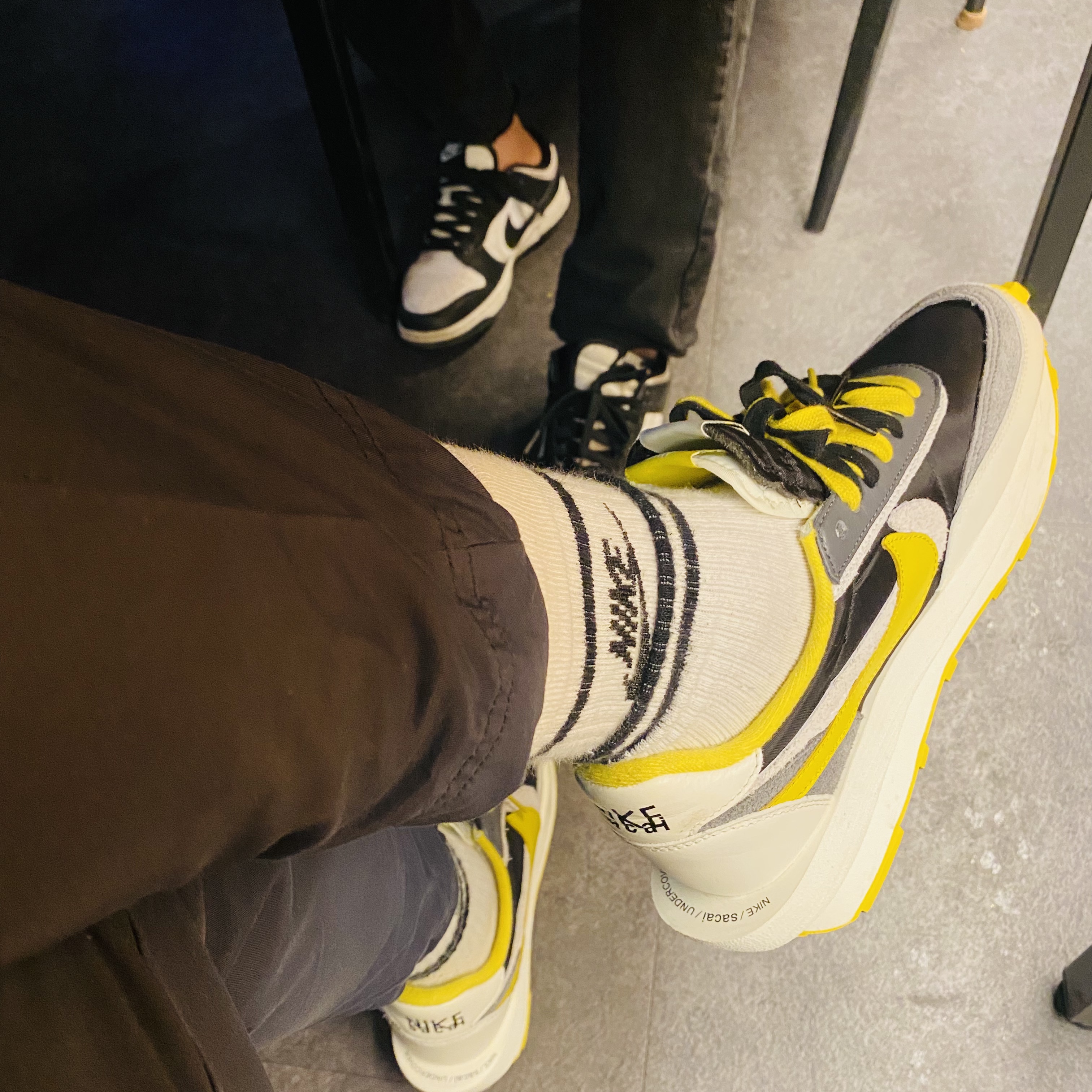 Nike x Sacai x Undercover LDWaffle Black Bright Citron, (W) Nike Dunk Low Black 착용 스타일