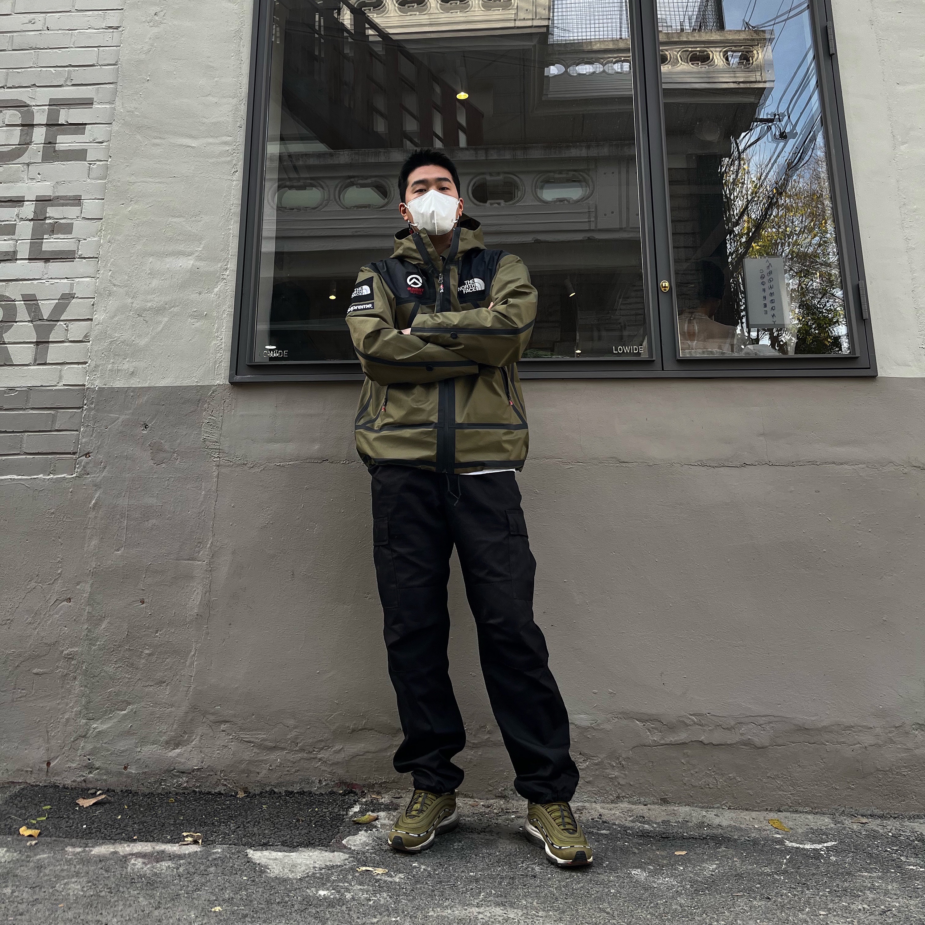 Supreme x The North Face Summit Series Outer Tape Seam Coaches Jacket Olive - 21SS, Supreme x The North Face Summit Series Outer Tape Seam Jacket Olive - 21SS 착용 스타일