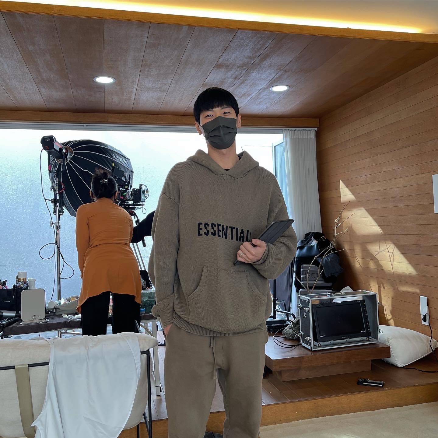 Essentials Sweatpants Harvest - 21FW, Essentials Knit Pullover Hoodie Harvest - 21FW 착용 스타일