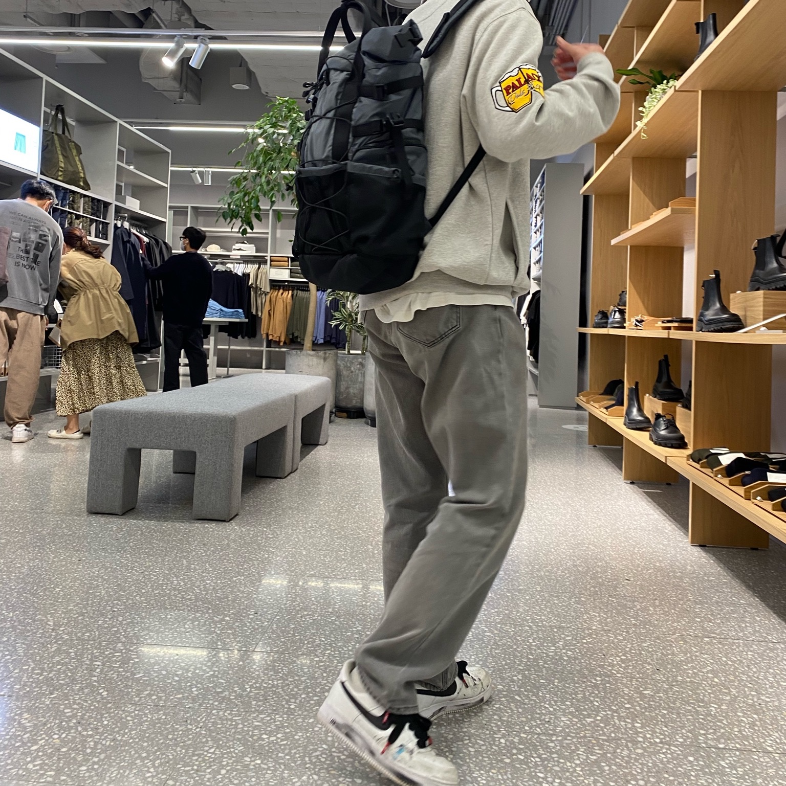 Nike x Peaceminusone Air Force 1 Low Para-Noise 2.0, Palace Pub Grub Funnel Neck Grey Marl - 21FW 착용 스타일 - 1