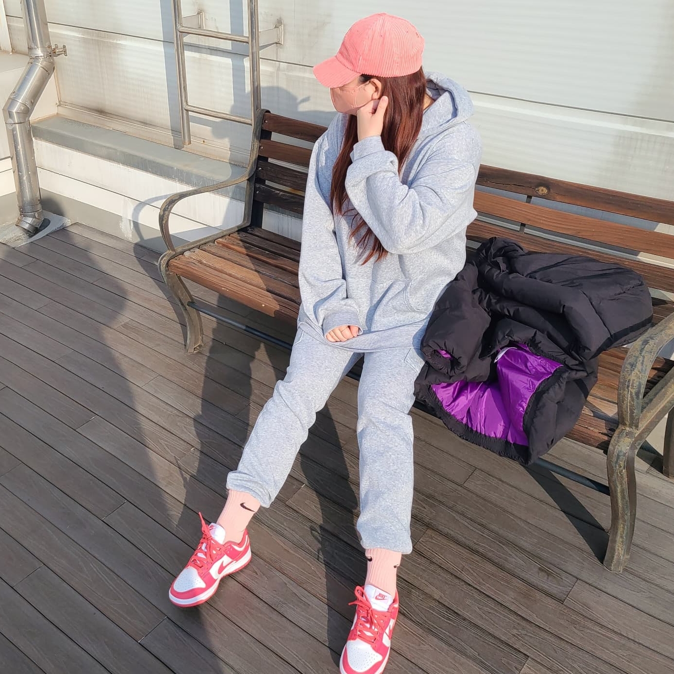 (W) Nike Dunk Low Archeo Pink 착용 스타일