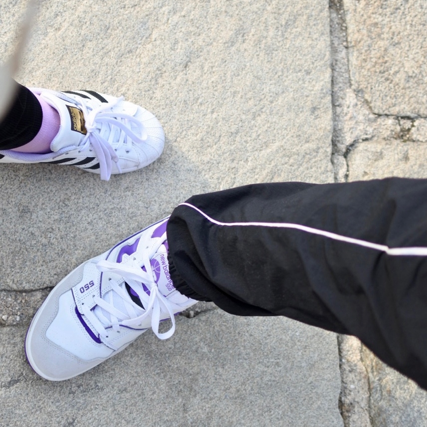 New Balance 550 White Purple 착용 스타일