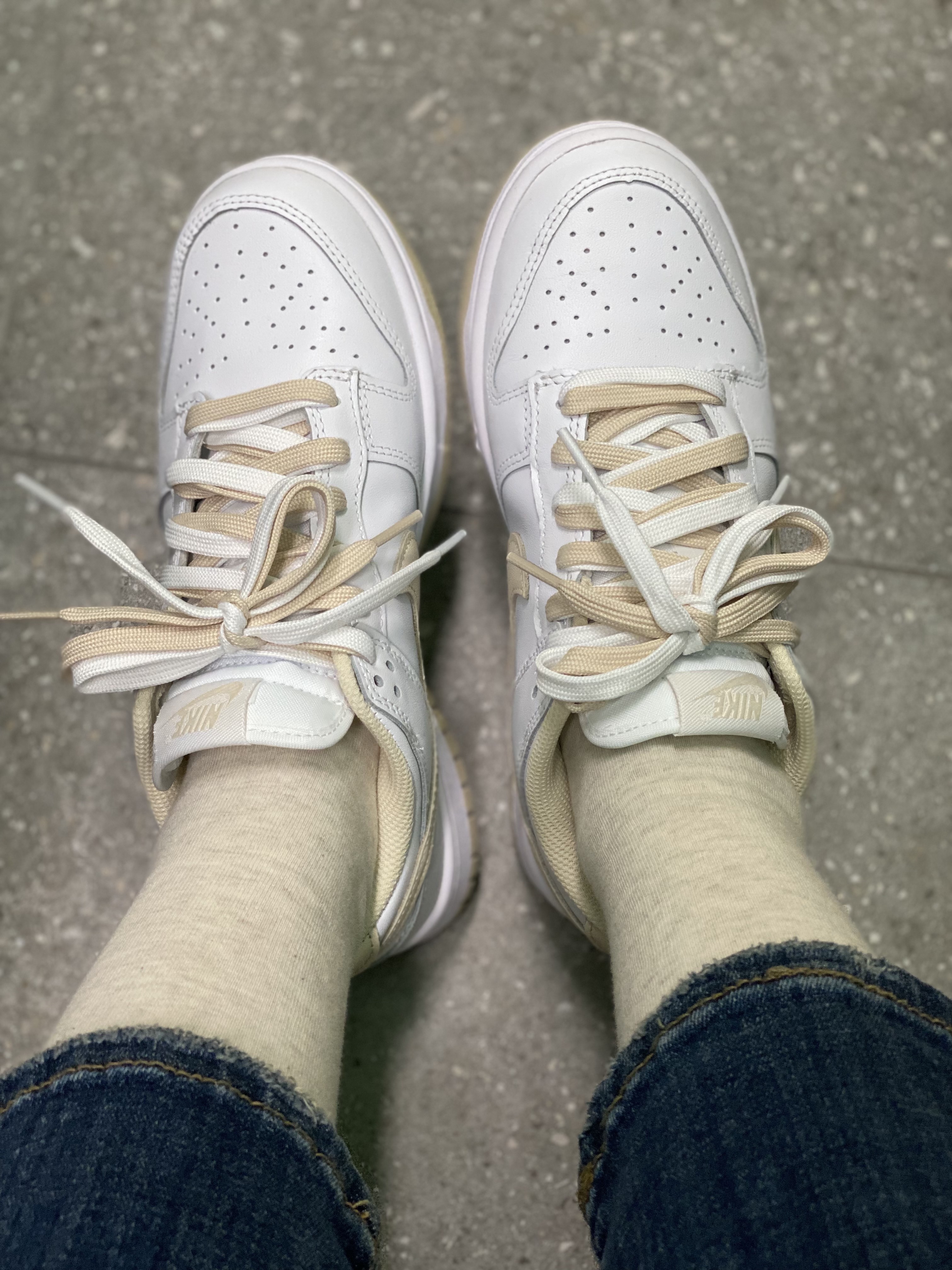 (W) Nike Dunk Low Pearl White 착용 스타일
