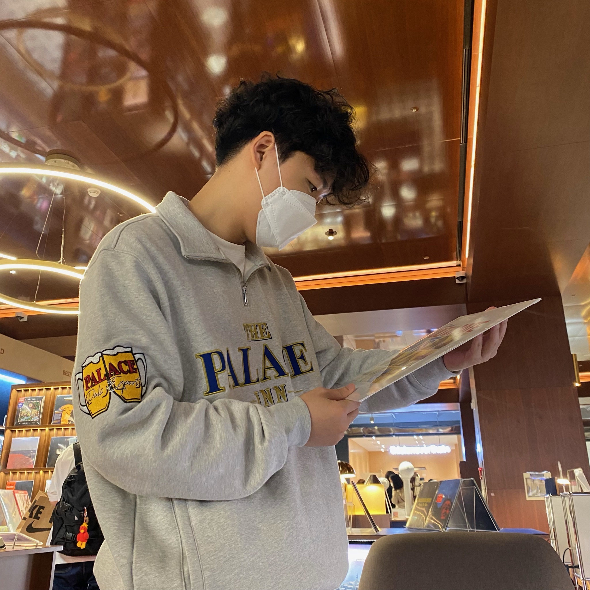 Nike x Peaceminusone Air Force 1 Low Para-Noise 2.0, Palace Pub Grub Funnel Neck Grey Marl - 21FW 착용 스타일 - 2