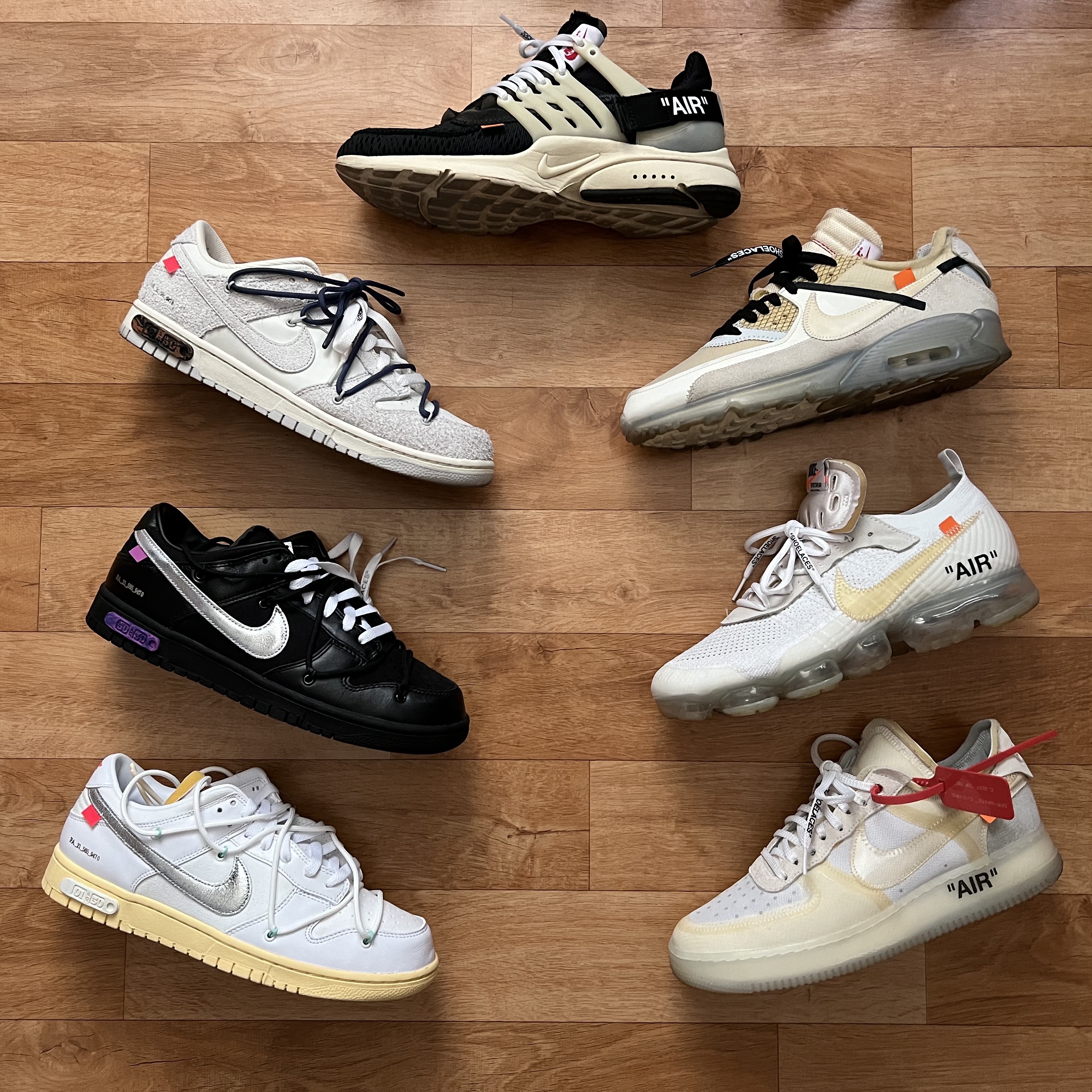 Nike x Off-White Air Force 1 Low The Ten, Nike x Off-White Dunk Low The 50 - Lot 18 착용 스타일 - 1