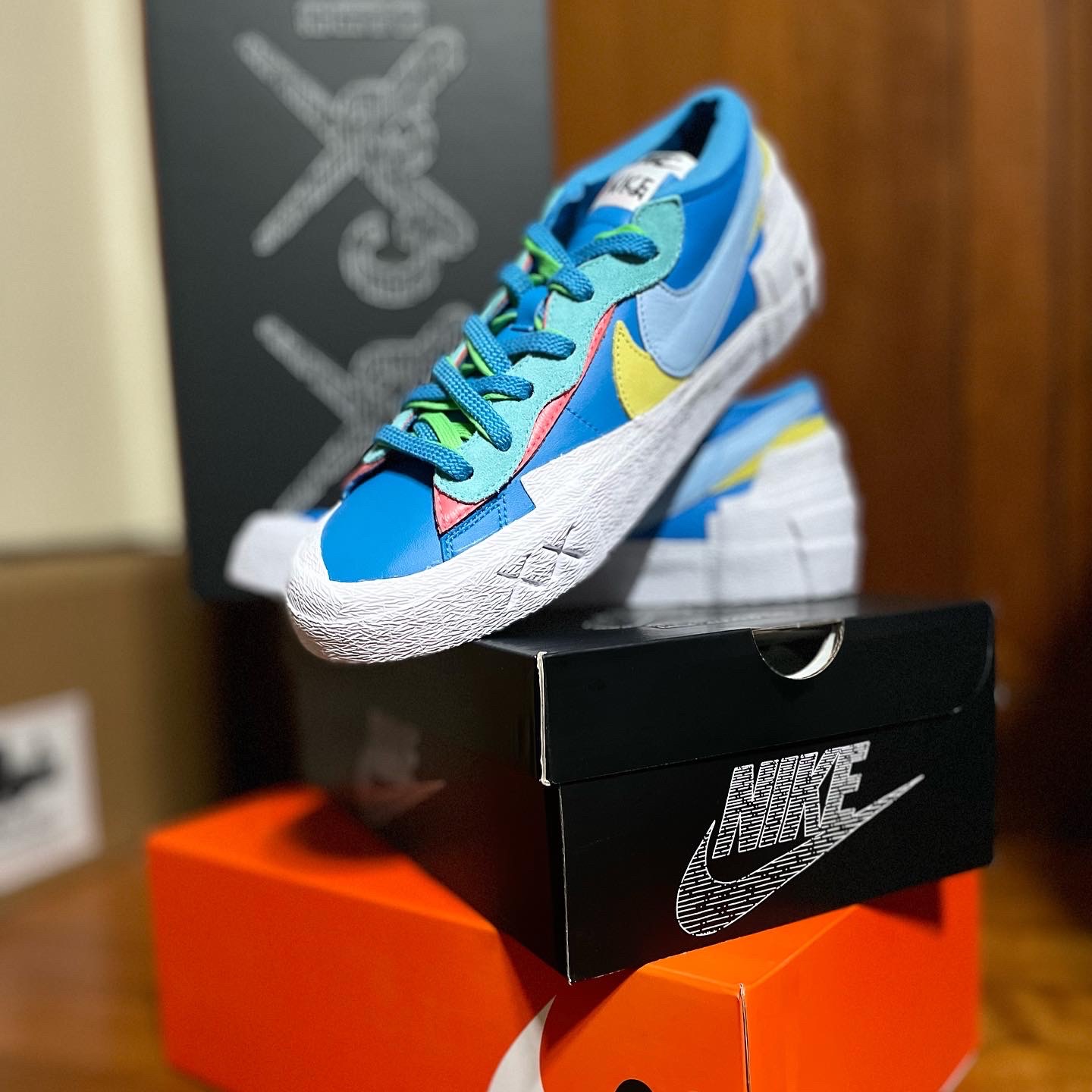 Nike x Sacai x Kaws Blazer Low Neptune Blue 착용 스타일 - 1