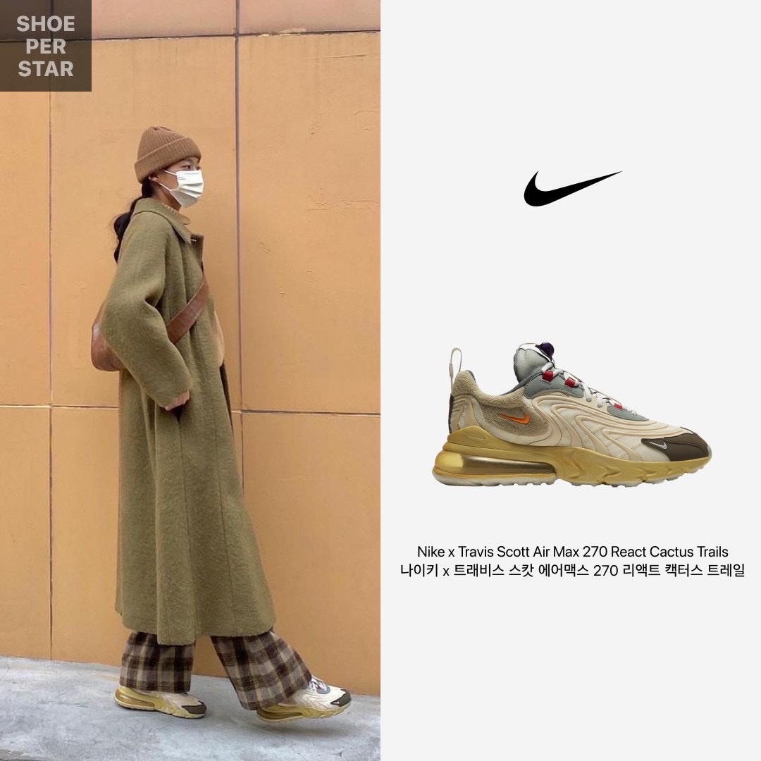 Nike x Travis Scott Air Max 270 React Cactus Trails 착용 스타일 - 1