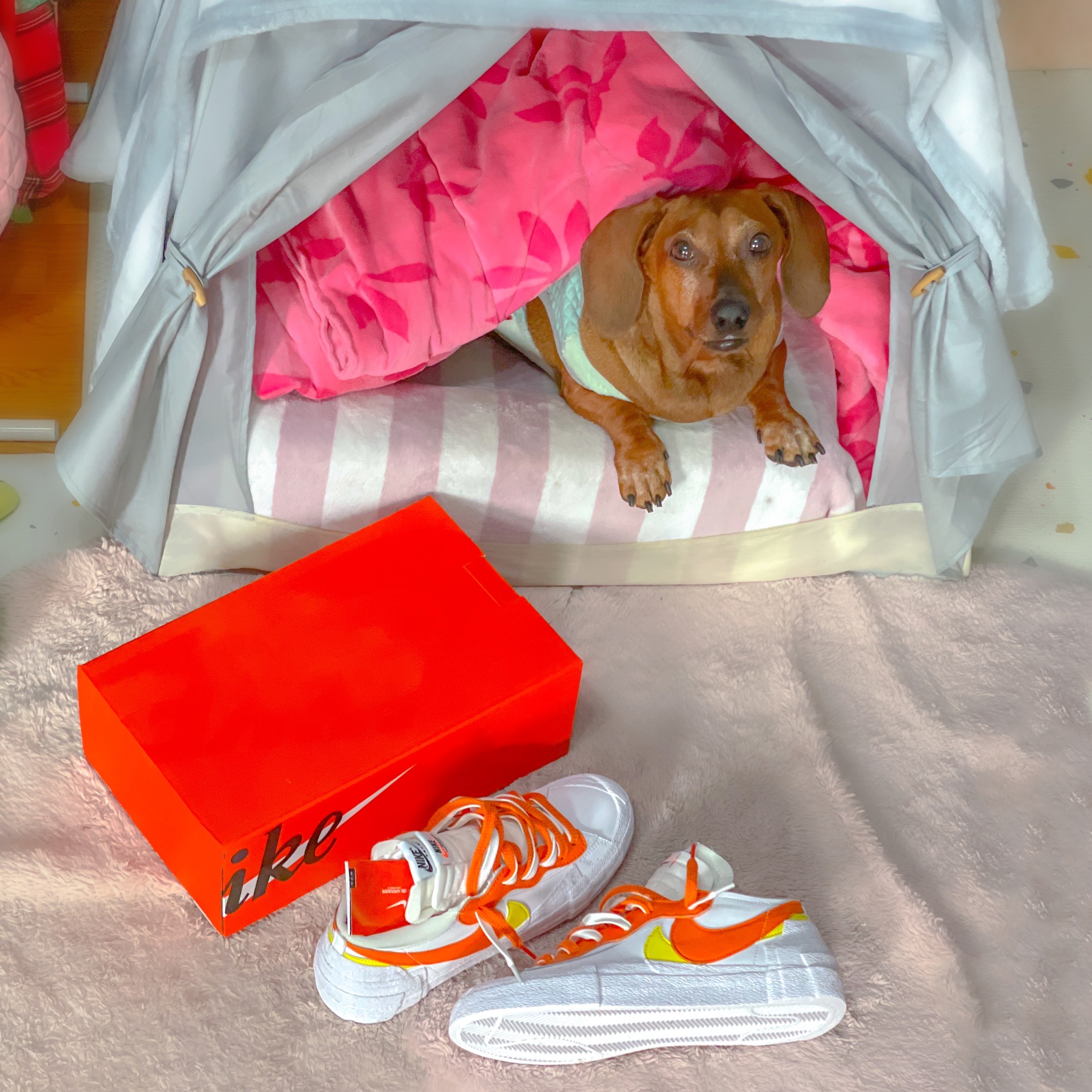 Nike x Sacai Blazer Low Magma Orange 착용 스타일 - 1