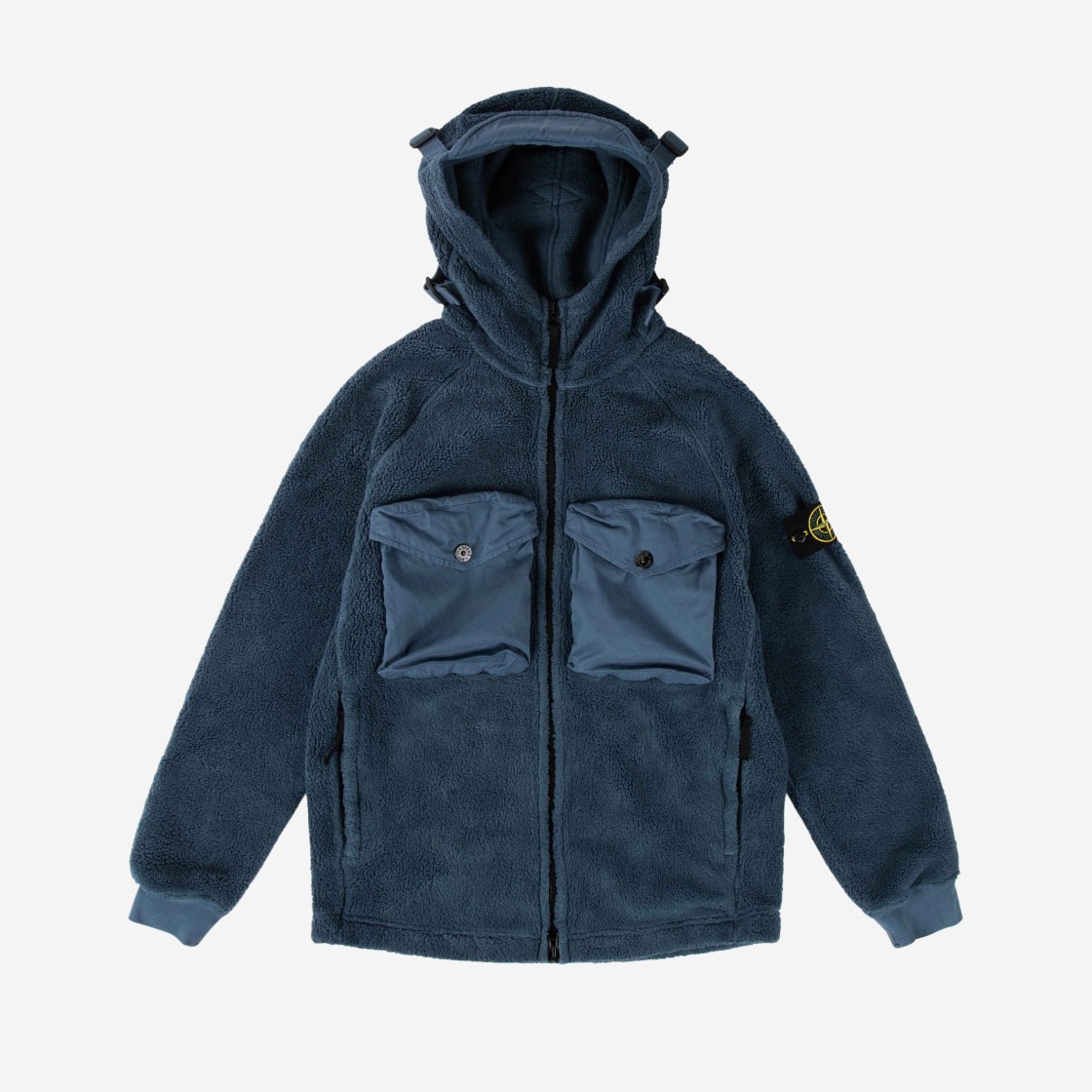 Stone Island 60134 Cotton Pile Hooded Full Zip Sweatshirt Cobalt Blue - 21FW 상세 이미지 1