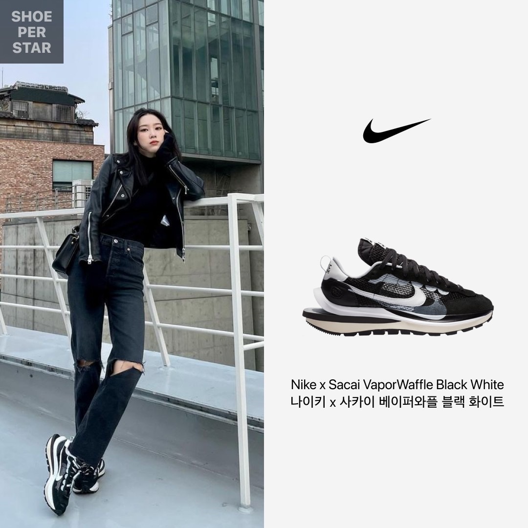 Nike x Sacai VaporWaffle Black White 착용 스타일 - 1