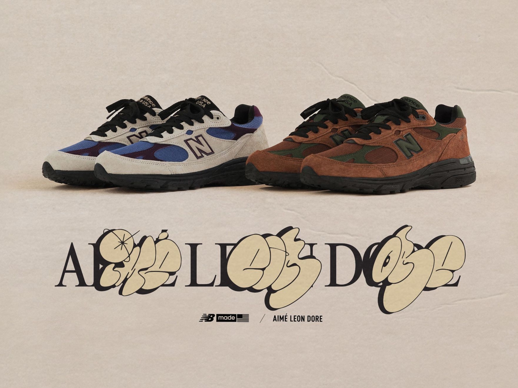 New Balance x Aime Leon Dore 993 Made in USA Brown 착용 스타일 - 1