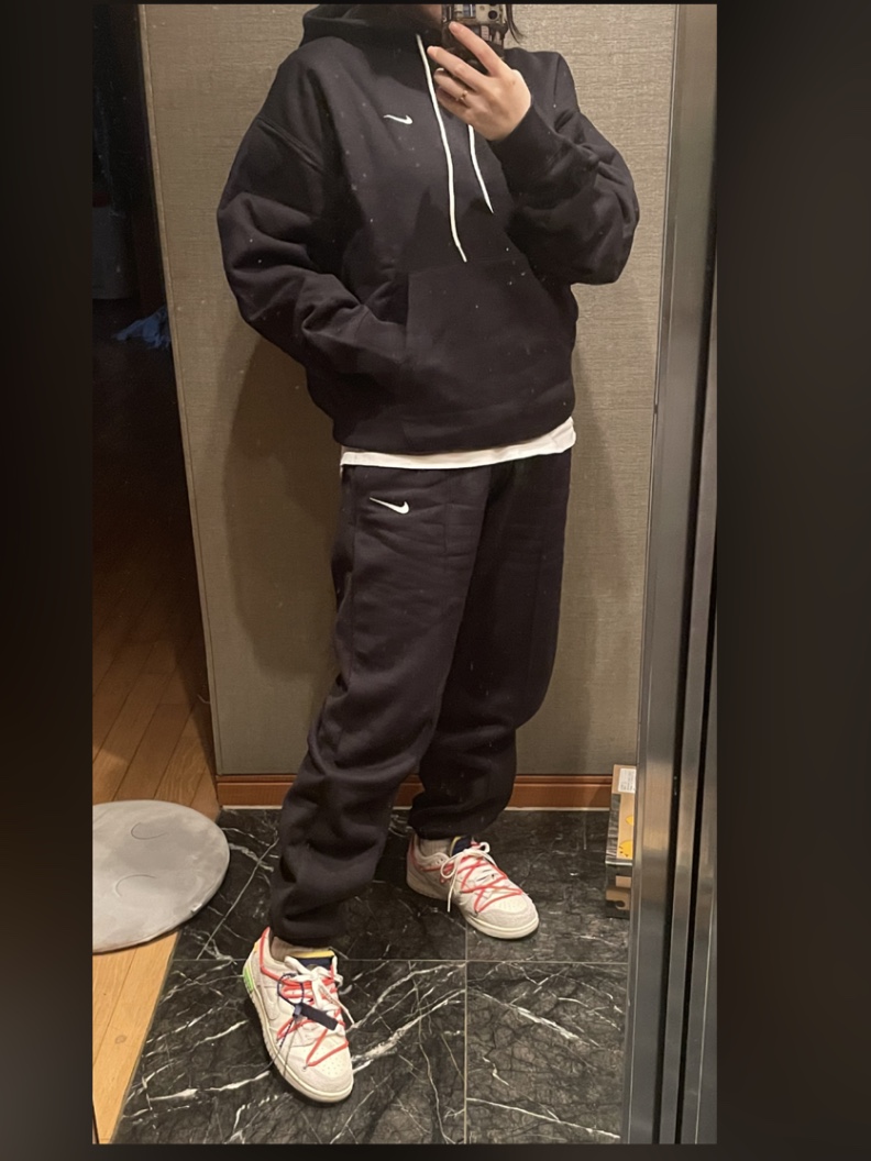 Nike NRG Solo Swoosh Fleece Hoodie Black White - US/EU, Nike x Off-White Dunk Low The 50 - Lot 13 착용 스타일 - 3