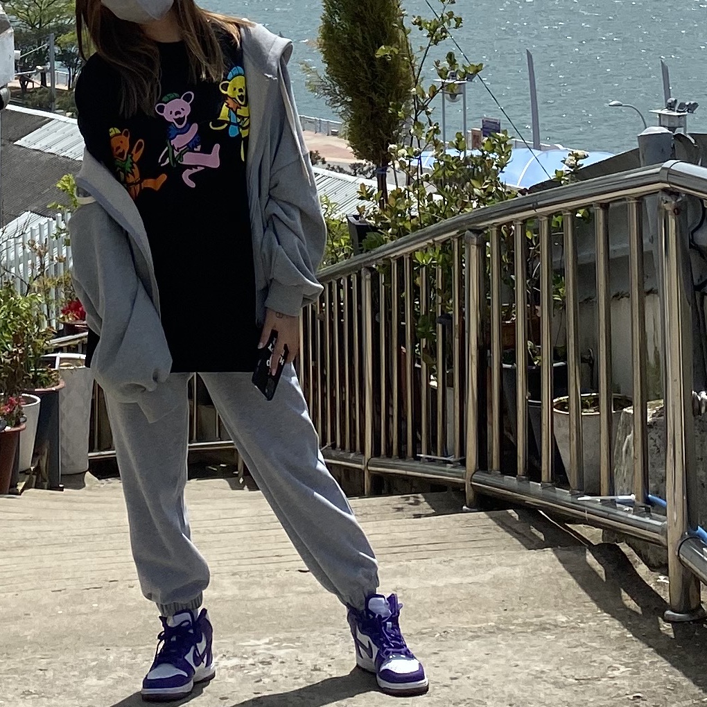 (W) Nike Dunk High SP Varsity Purple 착용 스타일