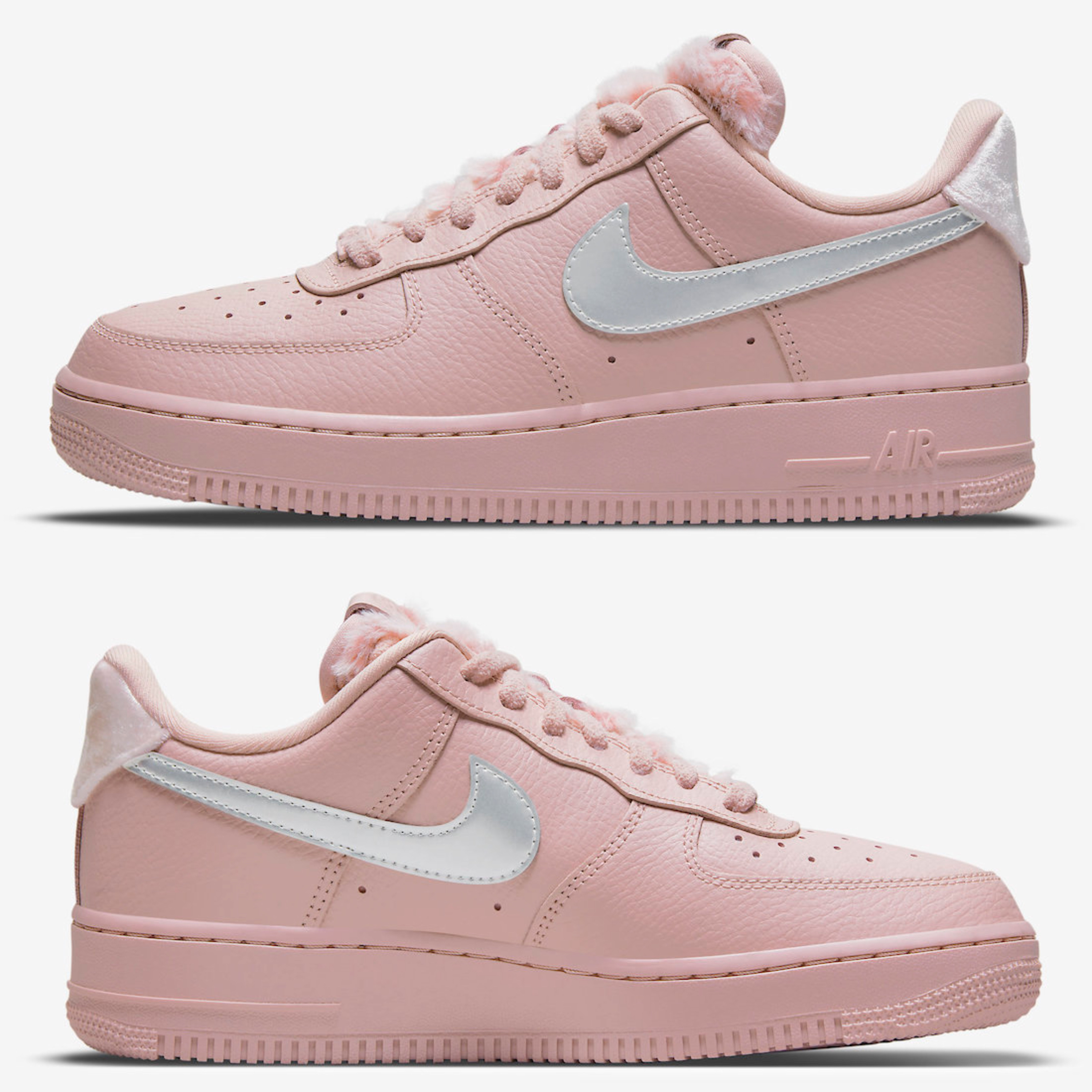 (W) Nike Air Force 1 '07 Pink Oxford Fur 착용 스타일 - 3