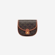 Celine Mini Besace in Triomphe Canvas and Calfskin Tan