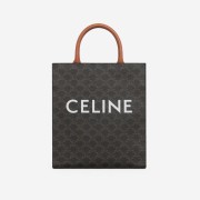 Celine Small Cabas Vertical in Triomphe Canvas Calfskin Tan