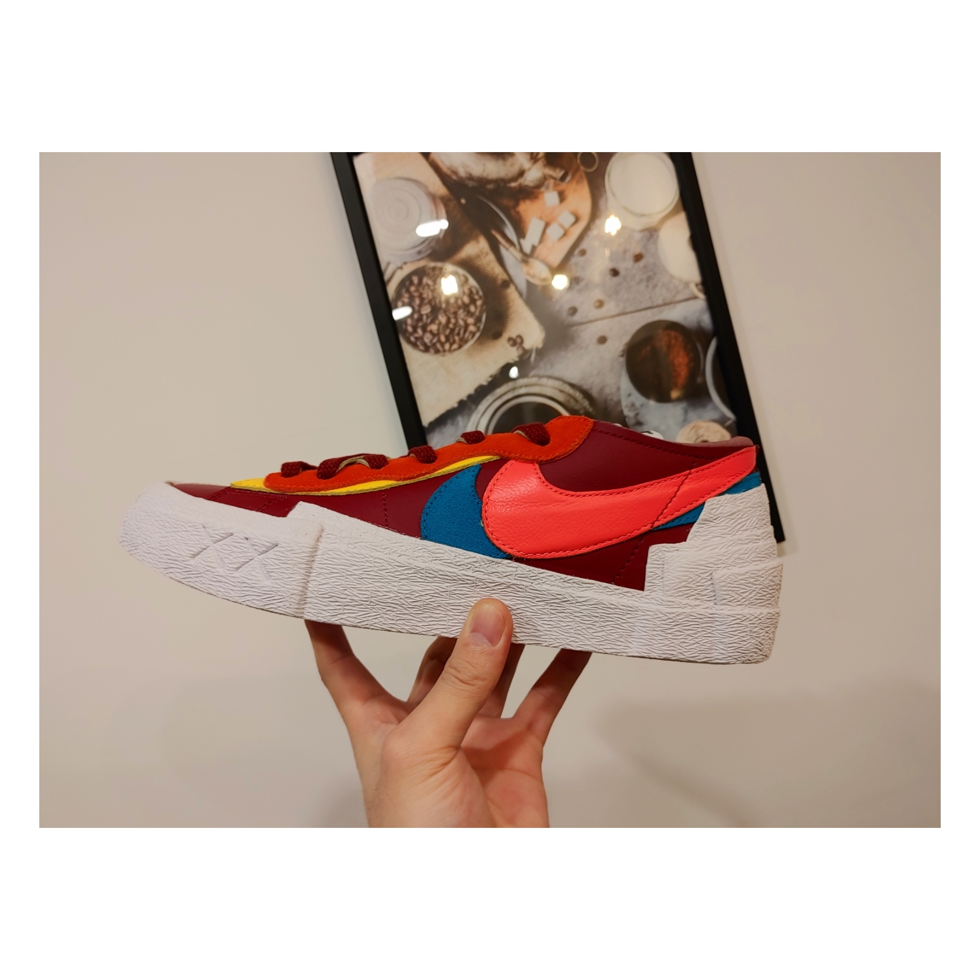 Nike x Sacai x Kaws Blazer Low Team Red 착용 스타일 - 1