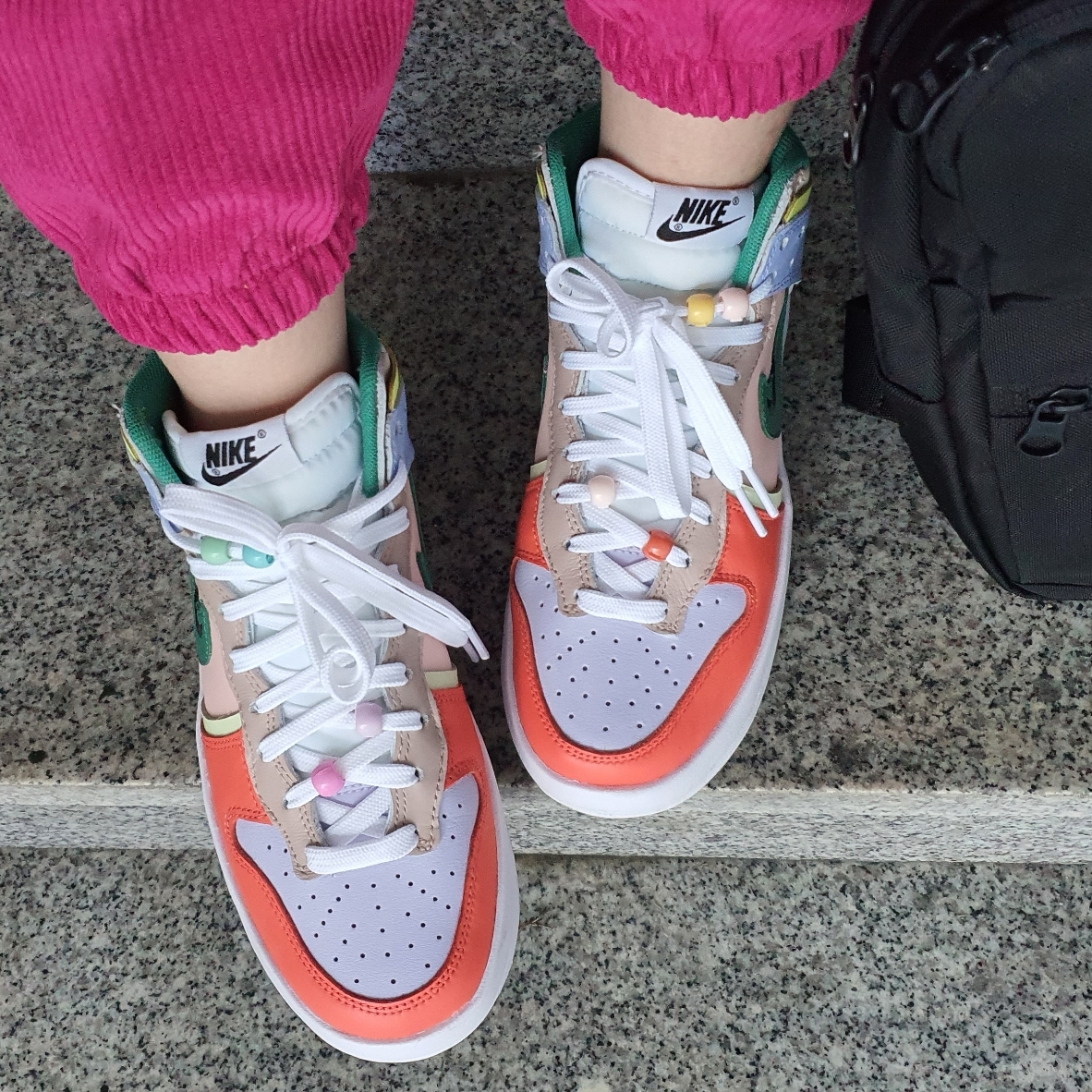 (W) Nike Dunk High Up Pastels 착용 스타일 - 2