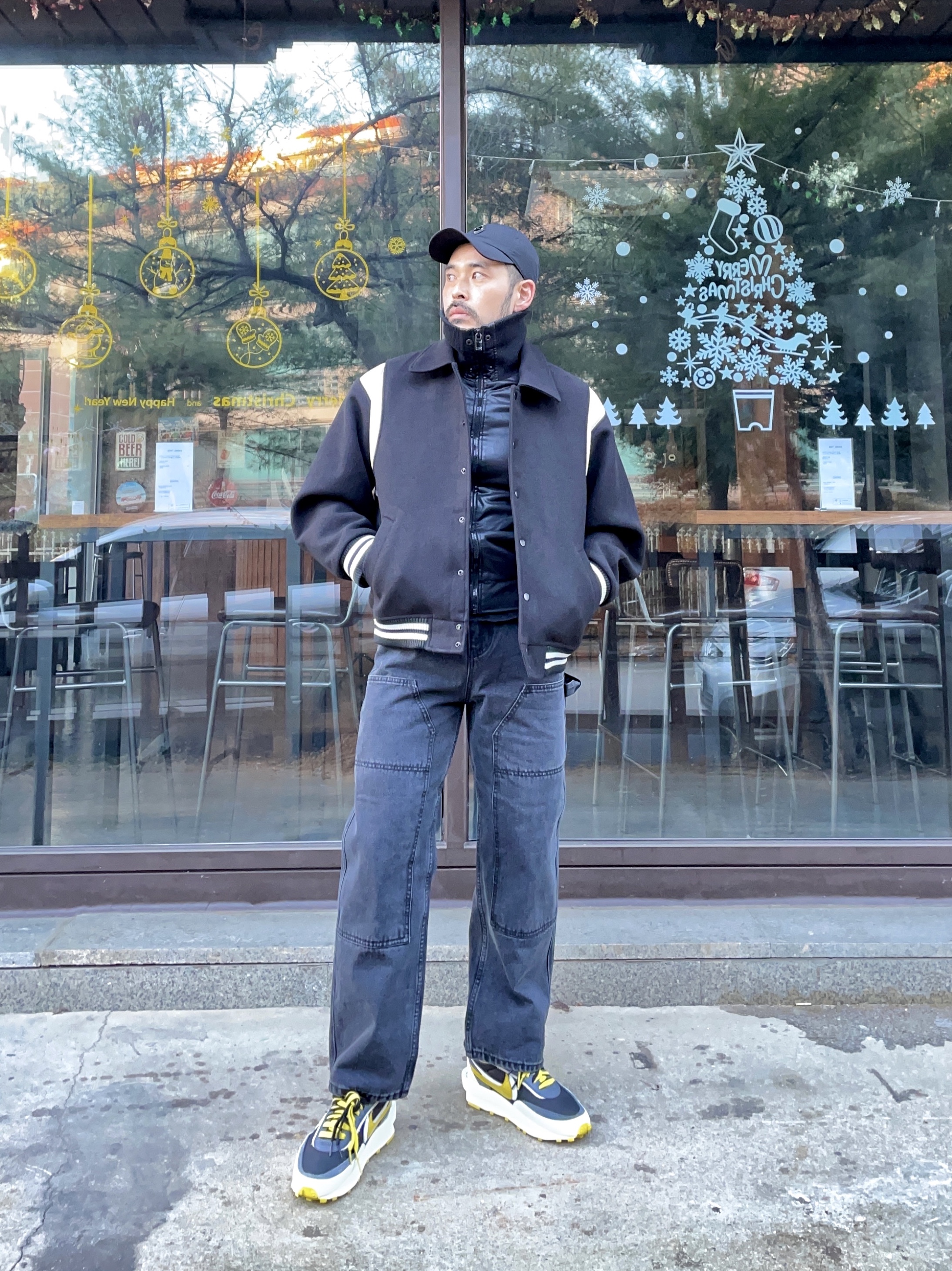 Nike x Sacai x Undercover LDWaffle Black Bright Citron 착용 스타일 - 1