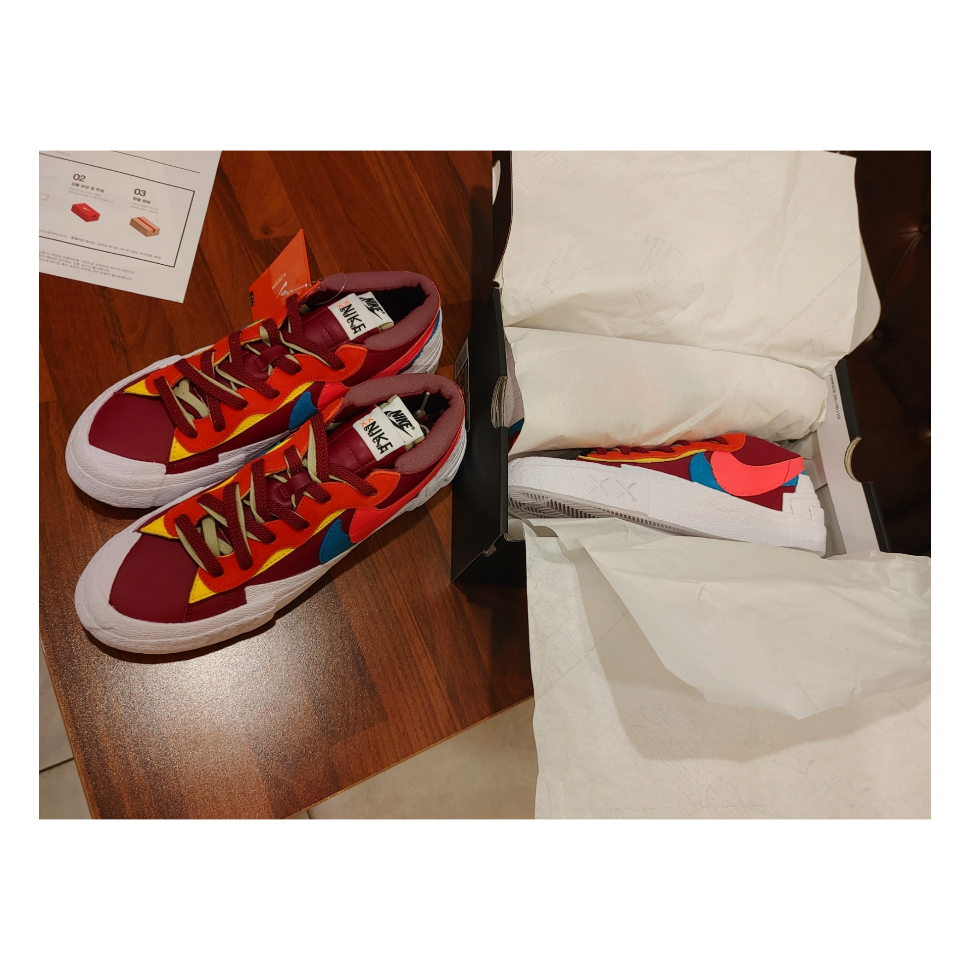 Nike x Sacai x Kaws Blazer Low Team Red 착용 스타일 - 3