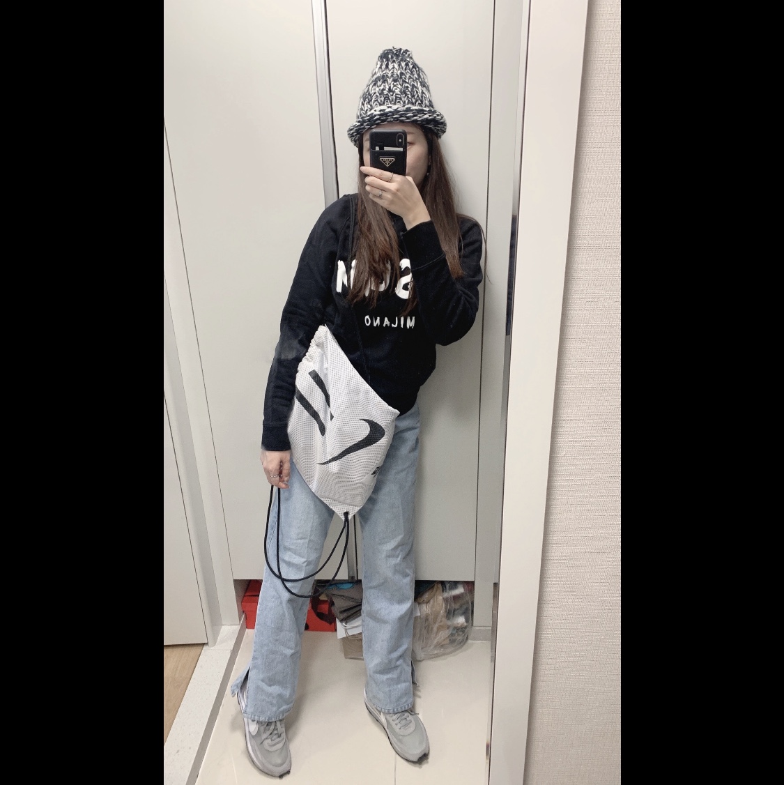 Nike x Sacai x Fragment LDWaffle Light Smoke Grey 착용 스타일