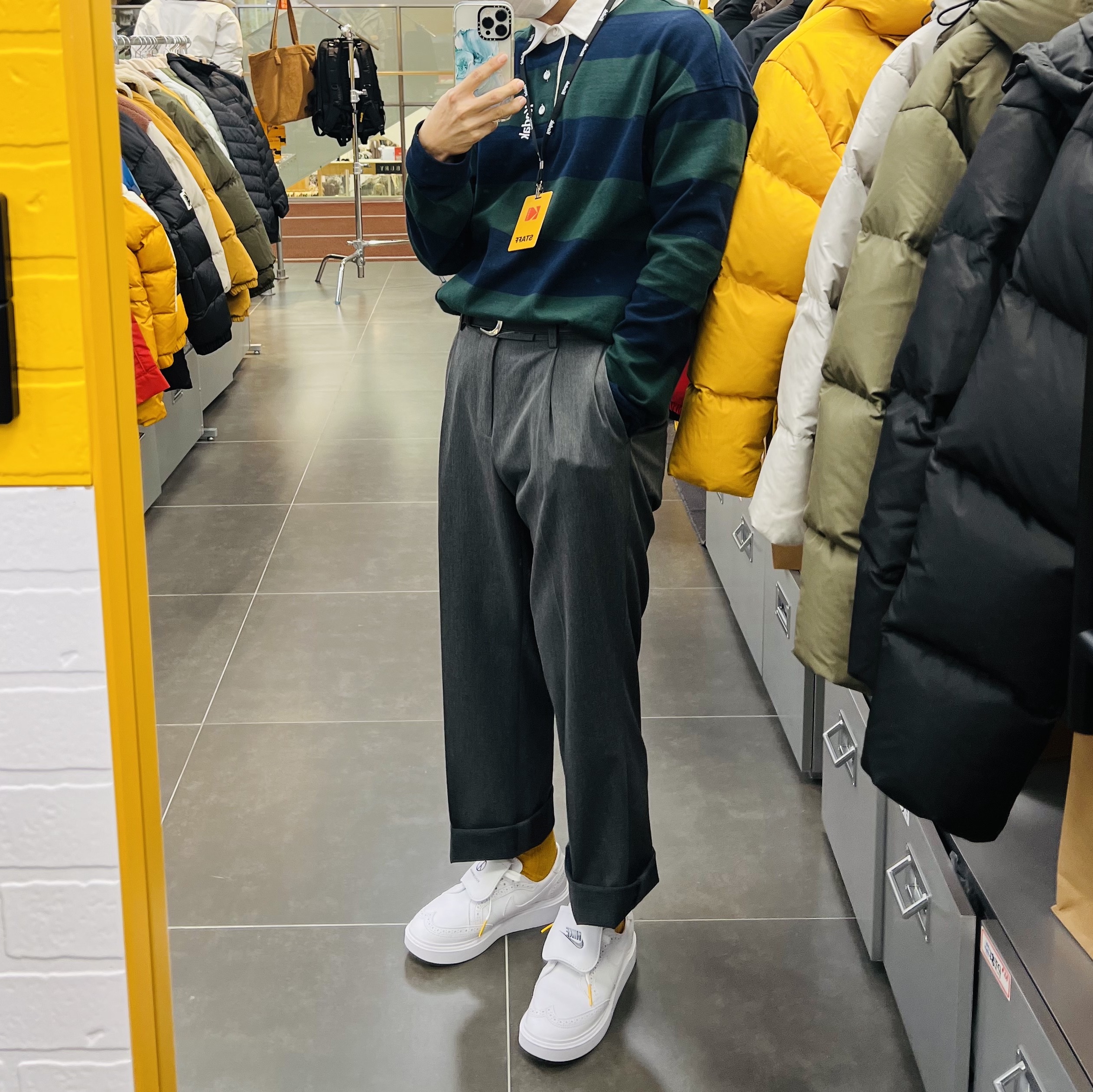 Nike x Peaceminusone Kwondo1 White 착용 스타일 - 1