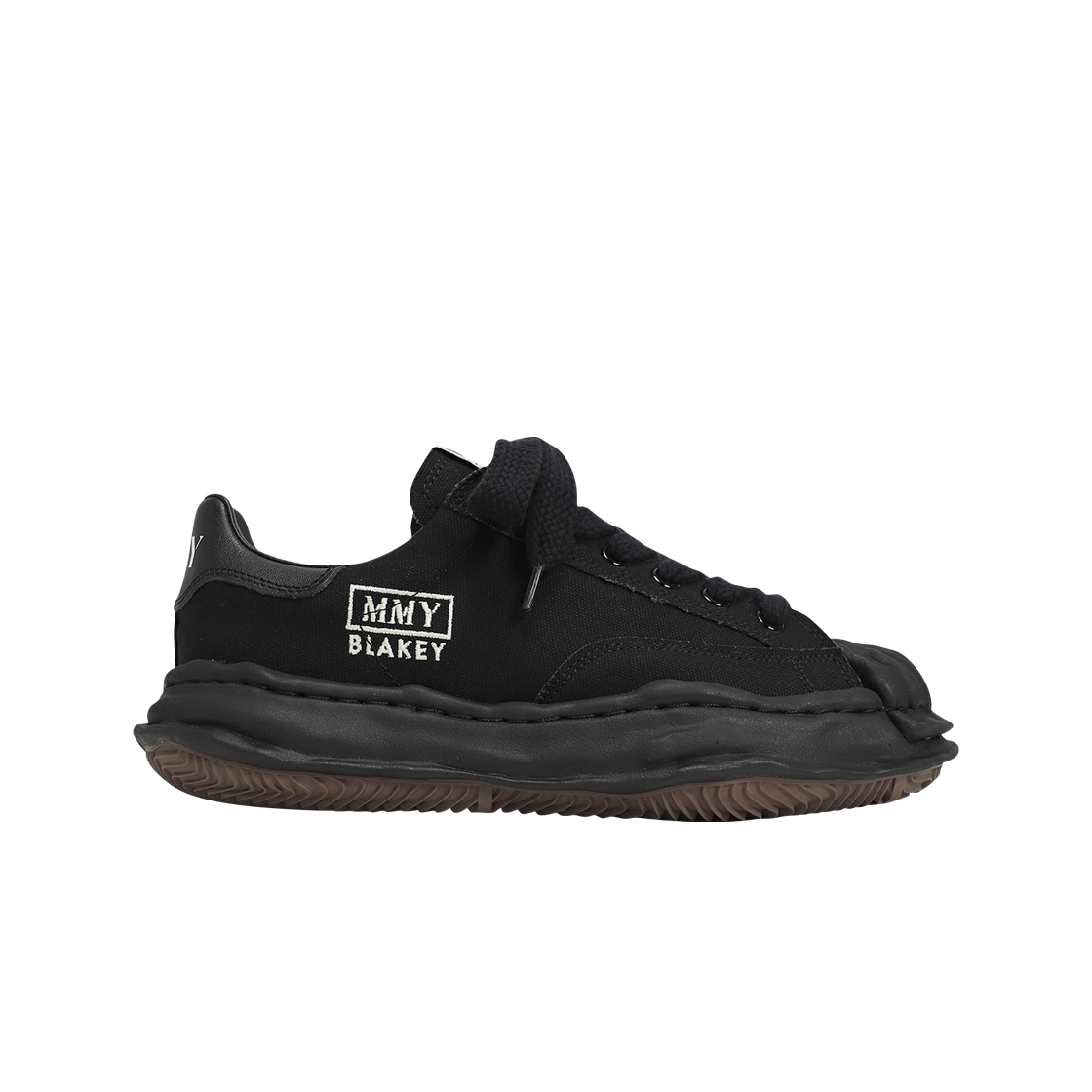 메종 미하라 야스히로 블레이키 OG 솔 캔버스 로우탑 스니커즈 블랙 블랙(Maison Mihara Yasuhiro Blakey OG Sole Canvas Low-top Sneakers Black Black)