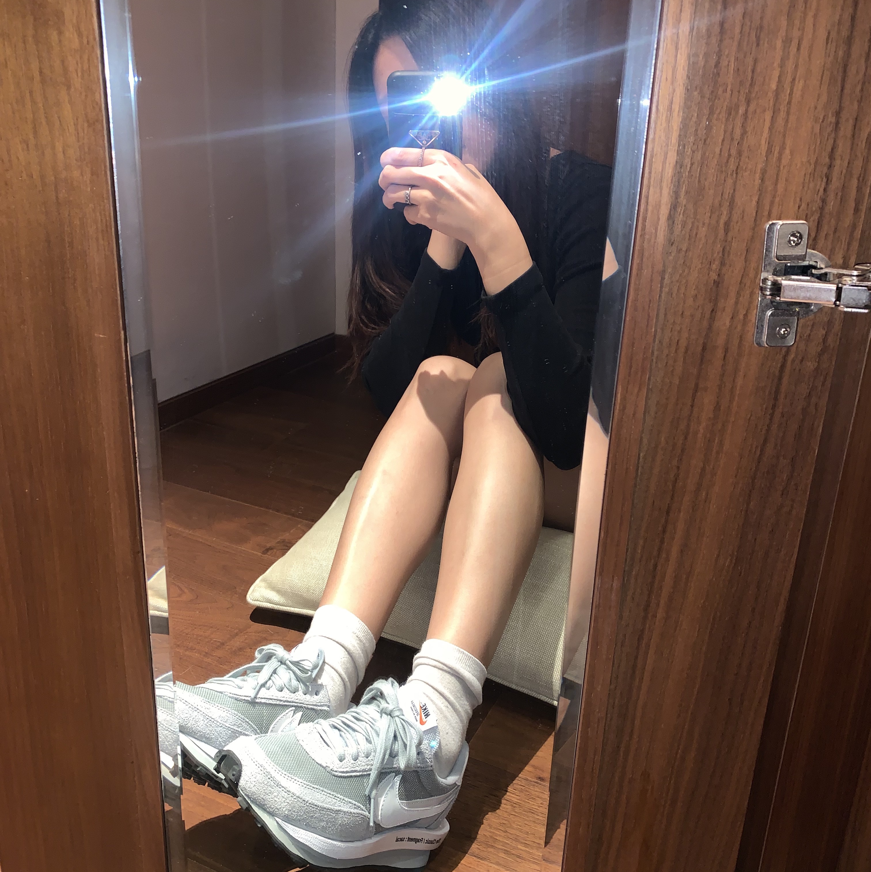 Nike x Sacai x Fragment LDWaffle Light Smoke Grey 착용 스타일