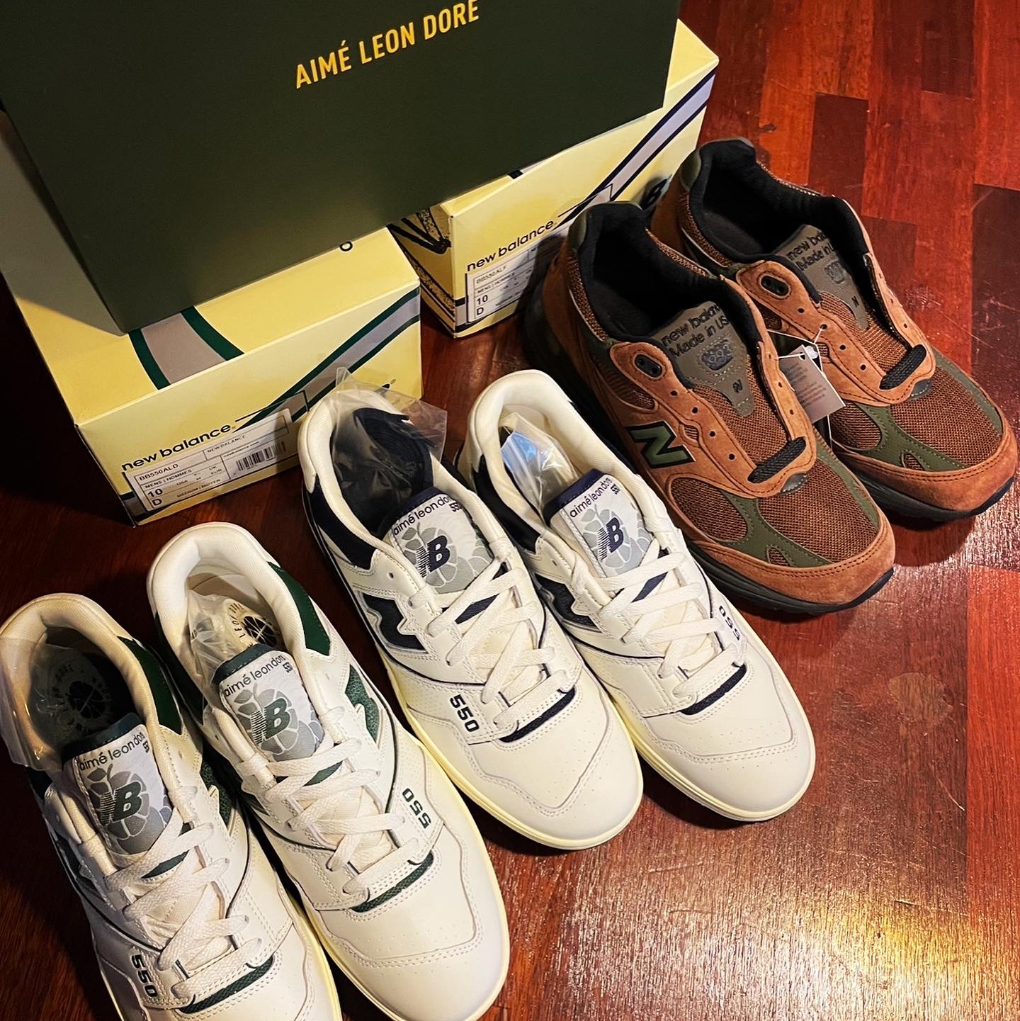New Balance x Aime Leon Dore 993 Made in USA Brown, New Balance x Aime Leon Dore 550 Navy 착용 스타일