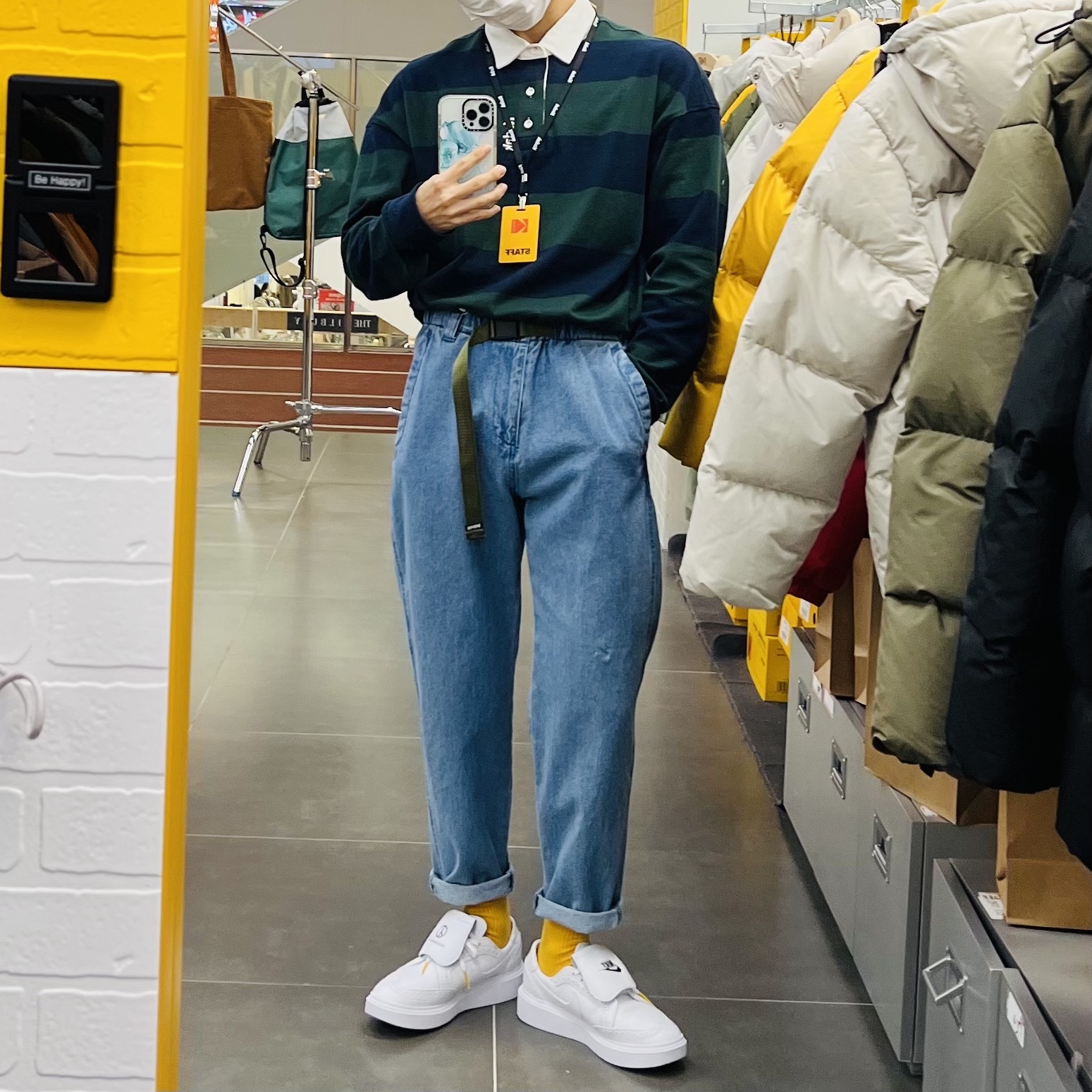 Nike x Peaceminusone Kwondo1 White 착용 스타일