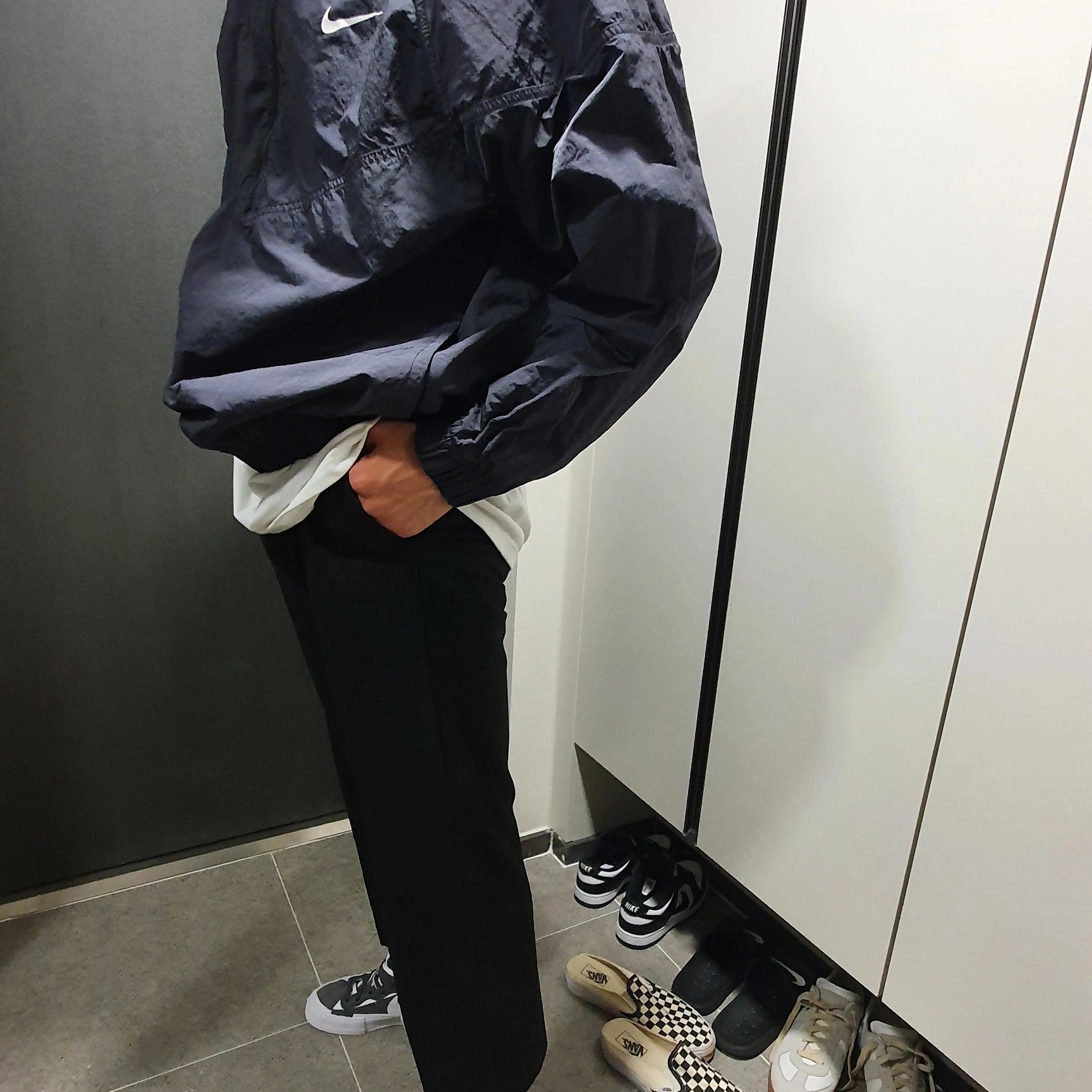 Nike x Sacai Blazer Low Iron Grey 착용 스타일
