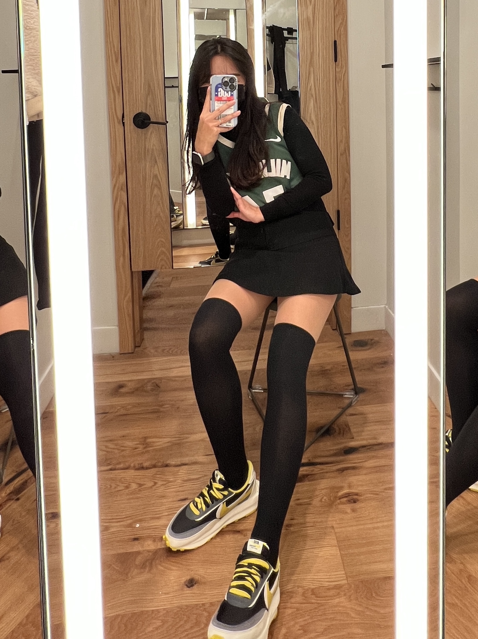 Nike x Sacai x Undercover LDWaffle Black Bright Citron 착용 스타일 - 1